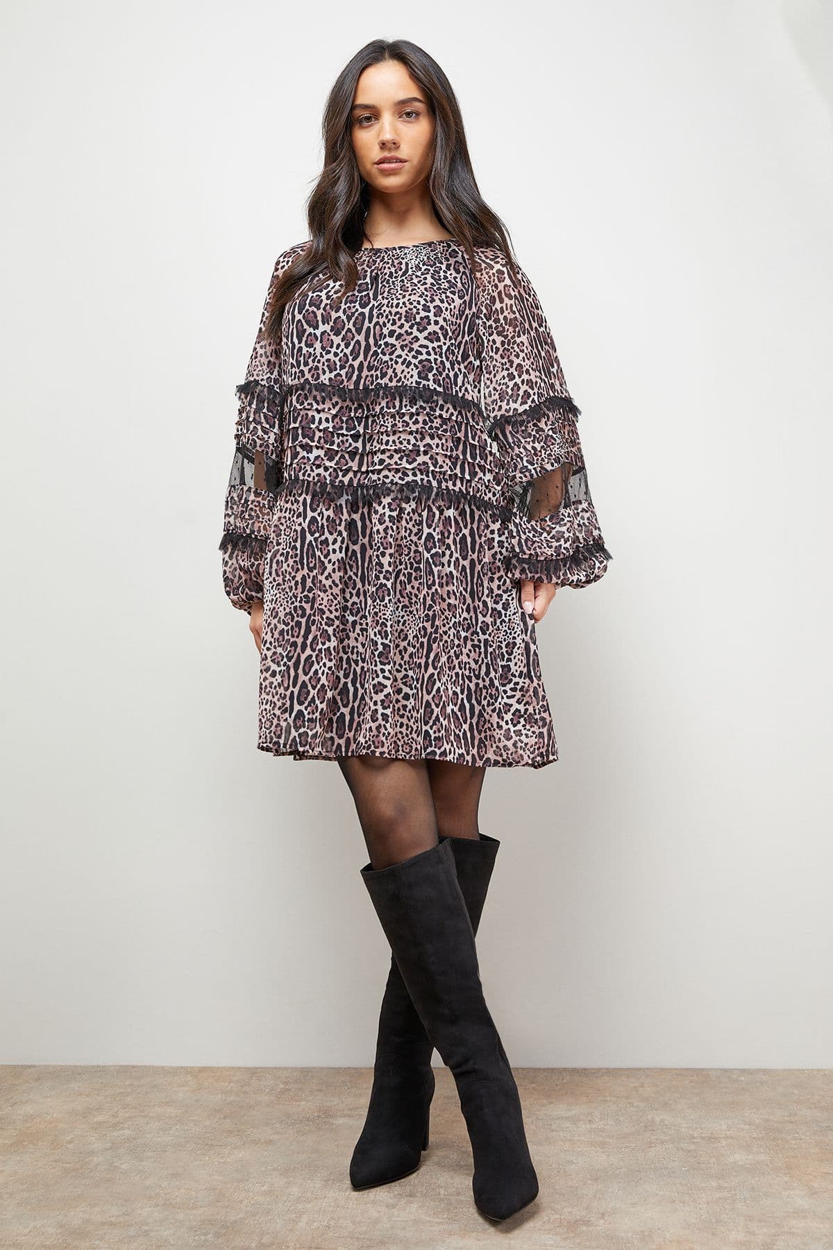 Oasis Women's Smock Long Sleeve Mini Dress