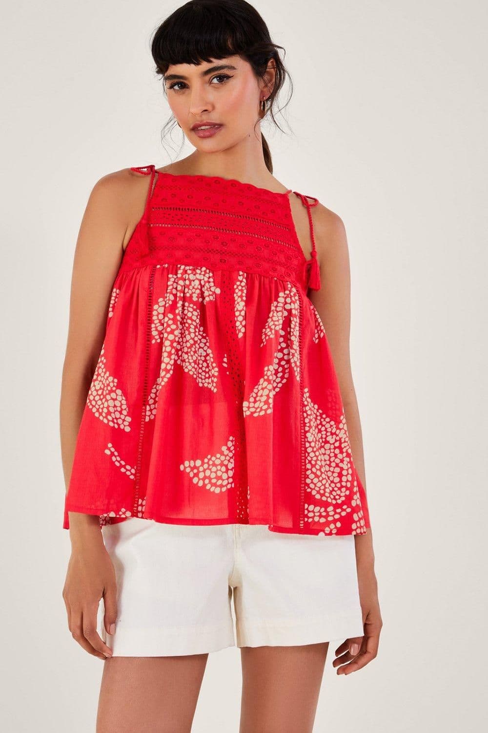 Monsoon Women's Mahi Halter High Neck Cami Top in Red