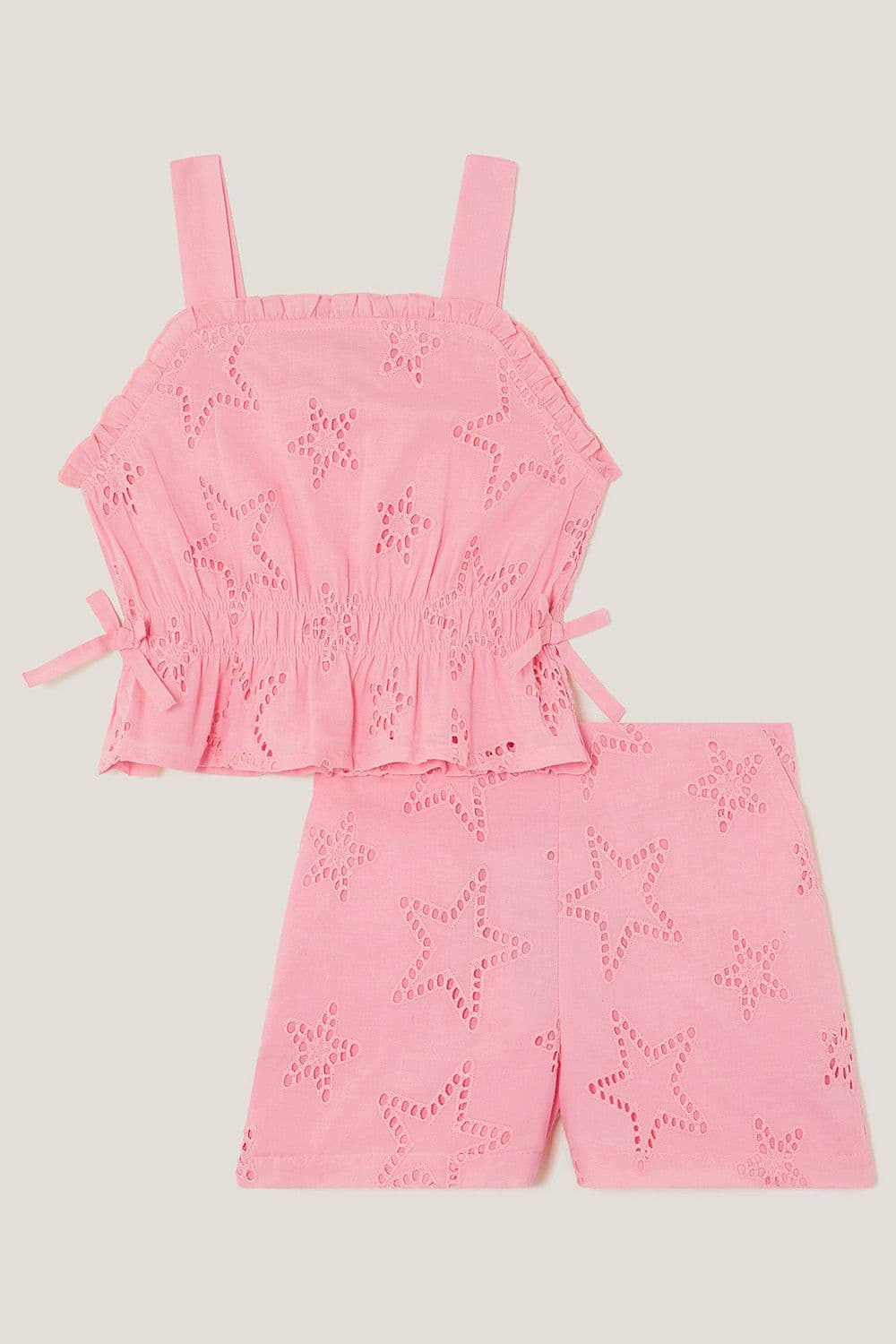 Monsoon Women's Star Cutwork Top & Shorts Set Pink