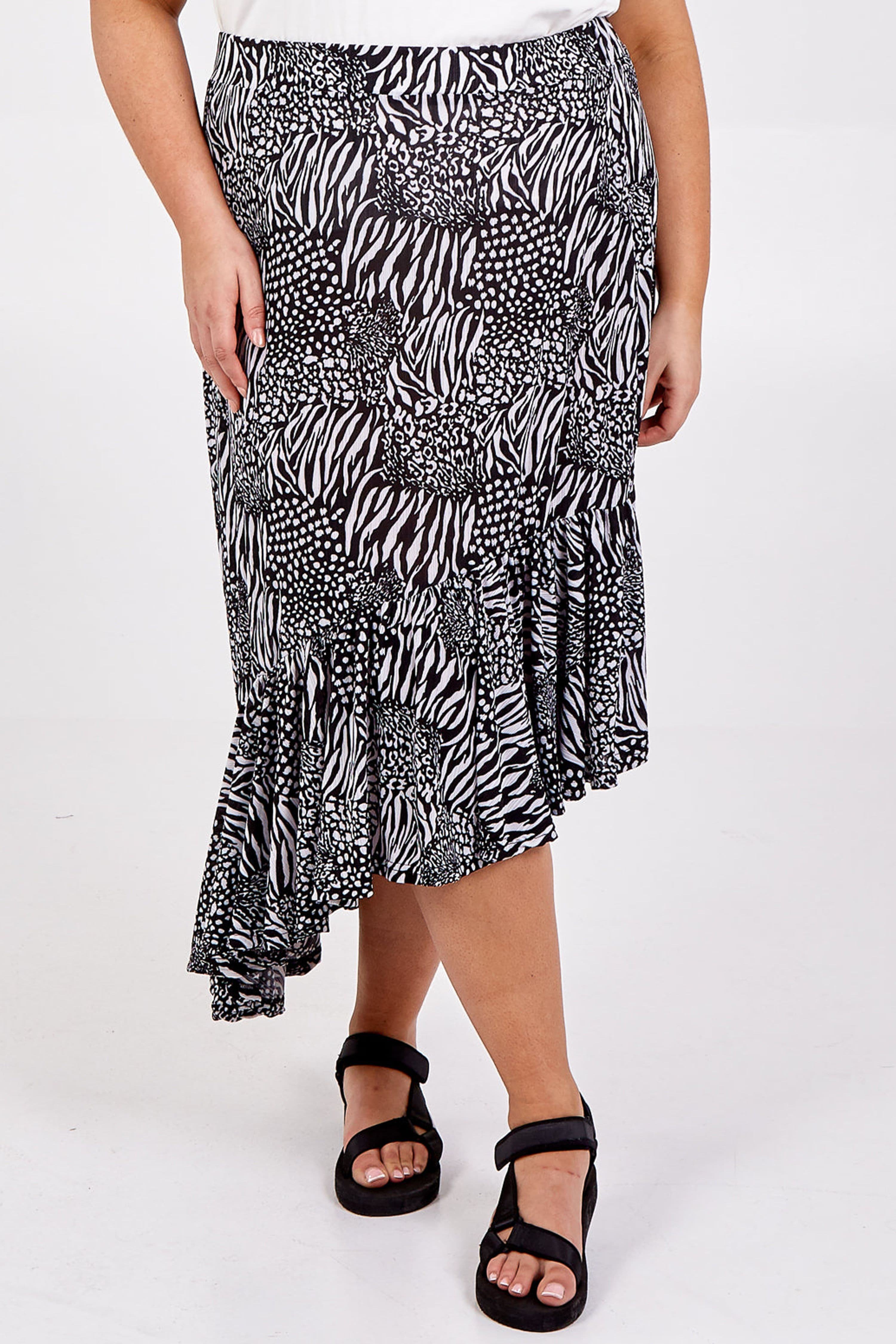 Blue Vanilla Women's Black Curve Asymmetric Hem Tiered Midi Skirt