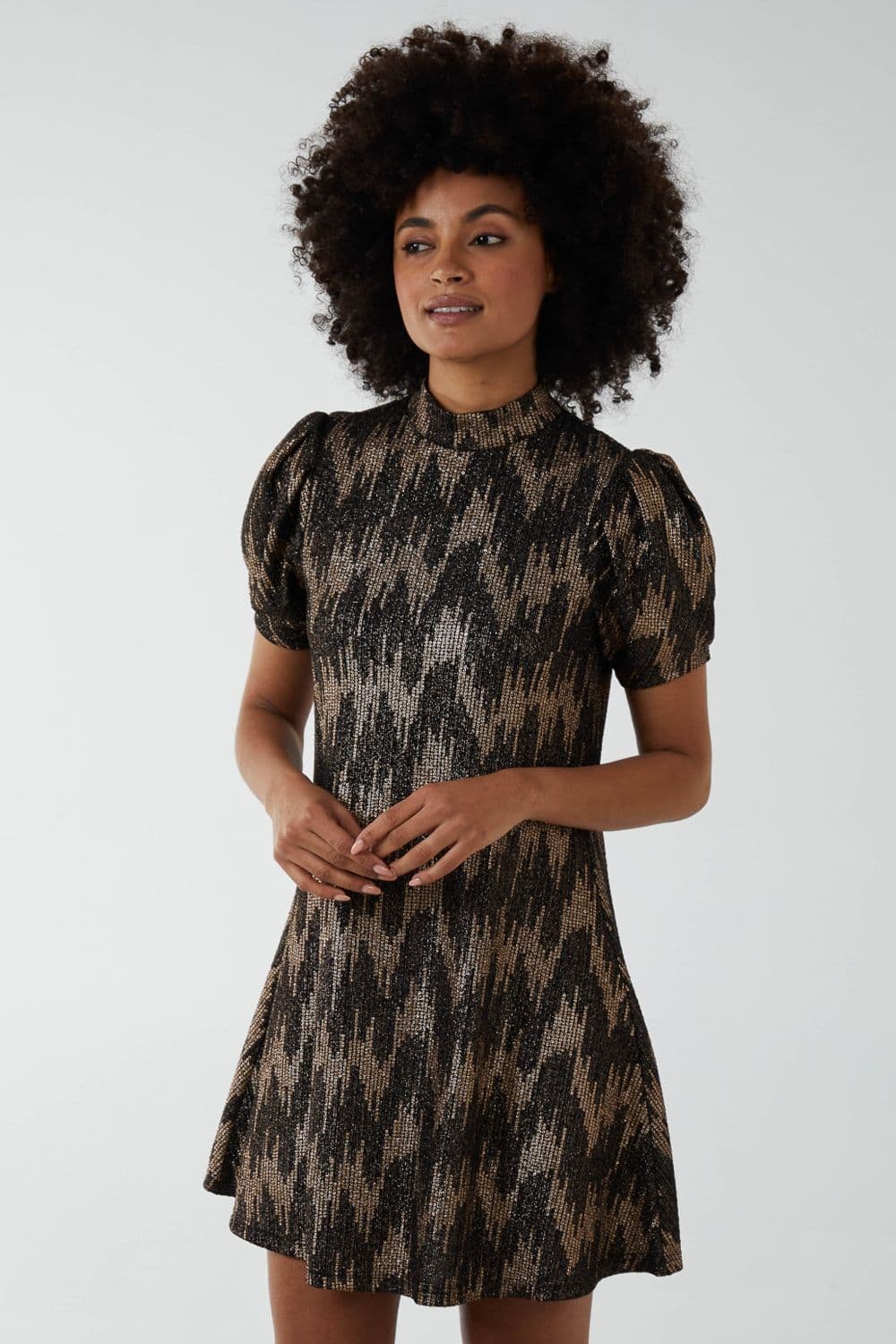 Blue Vanilla Women's Fixed Wrap Skater Dress With Tie in Bronze