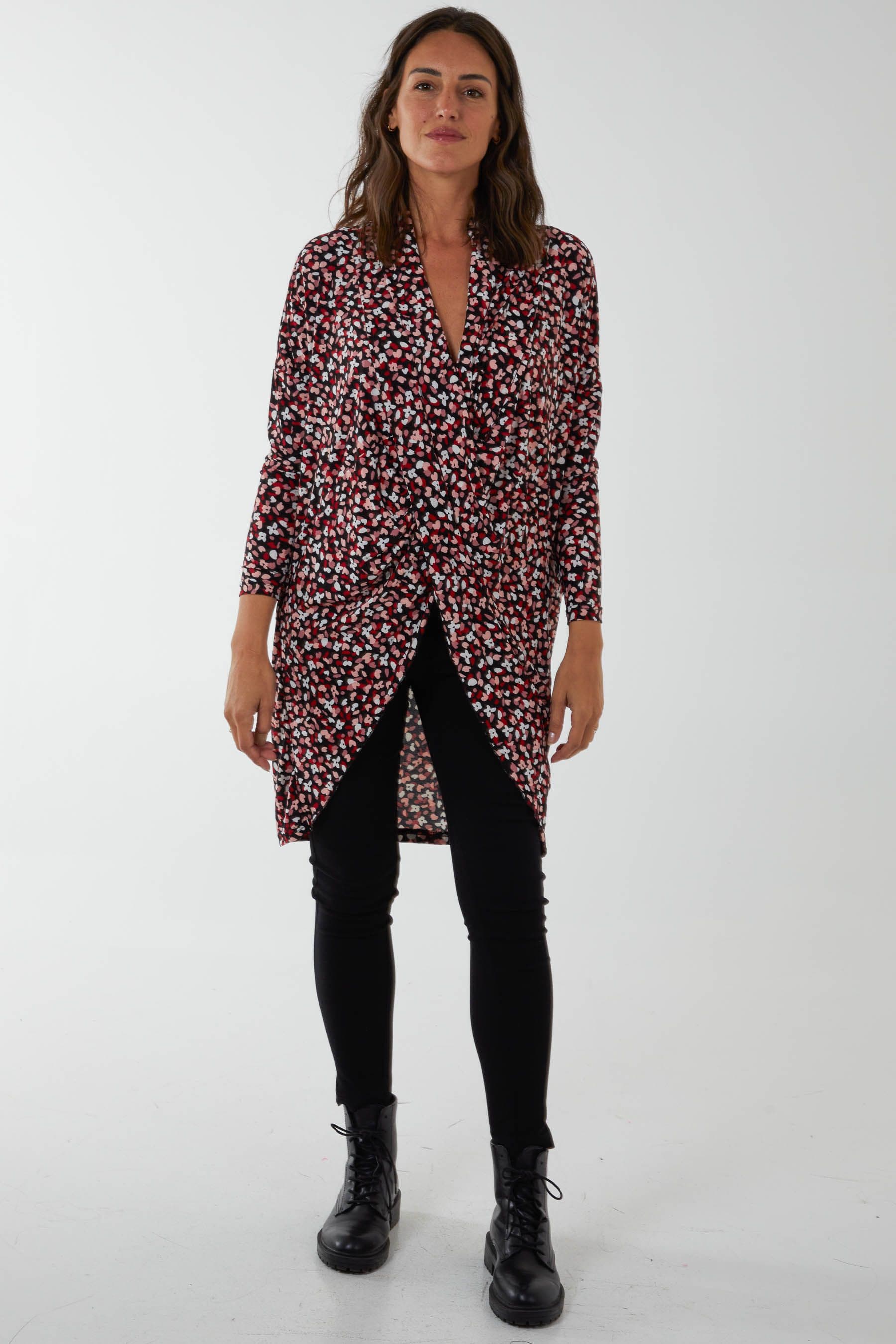 Blue Vanilla Women's Draped Dip Hem Top in Red