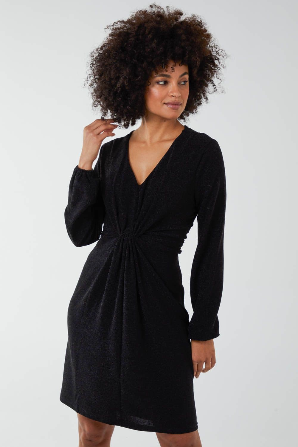 Blue Vanilla Women's Lurex Tie Back Dress in Black