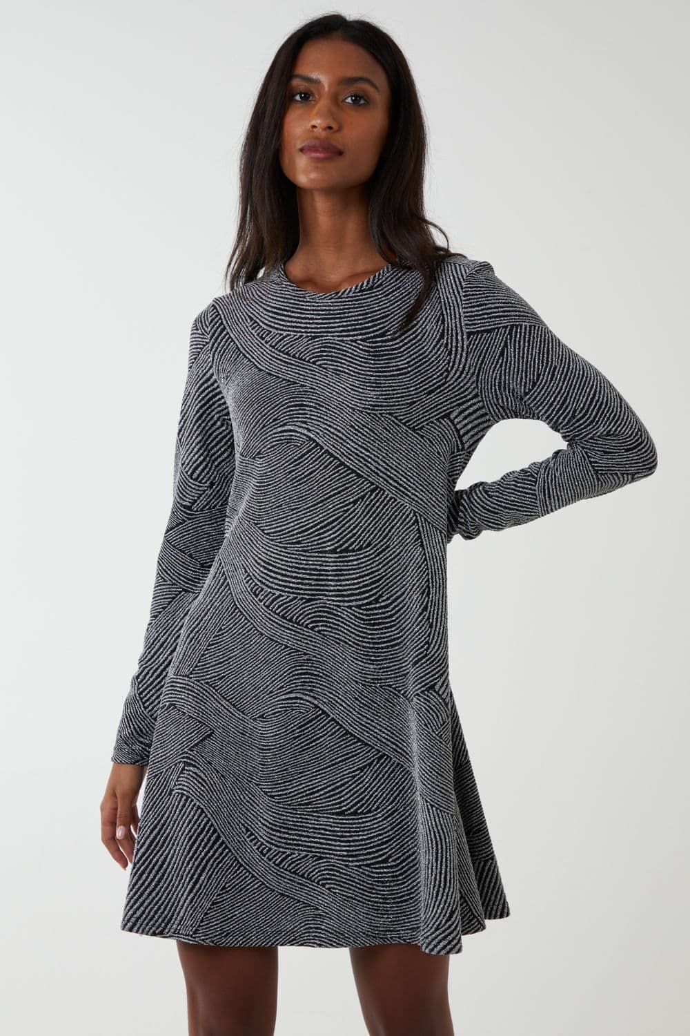 Blue Vanilla Women's Swing Metallic Mini Dress in Silver
