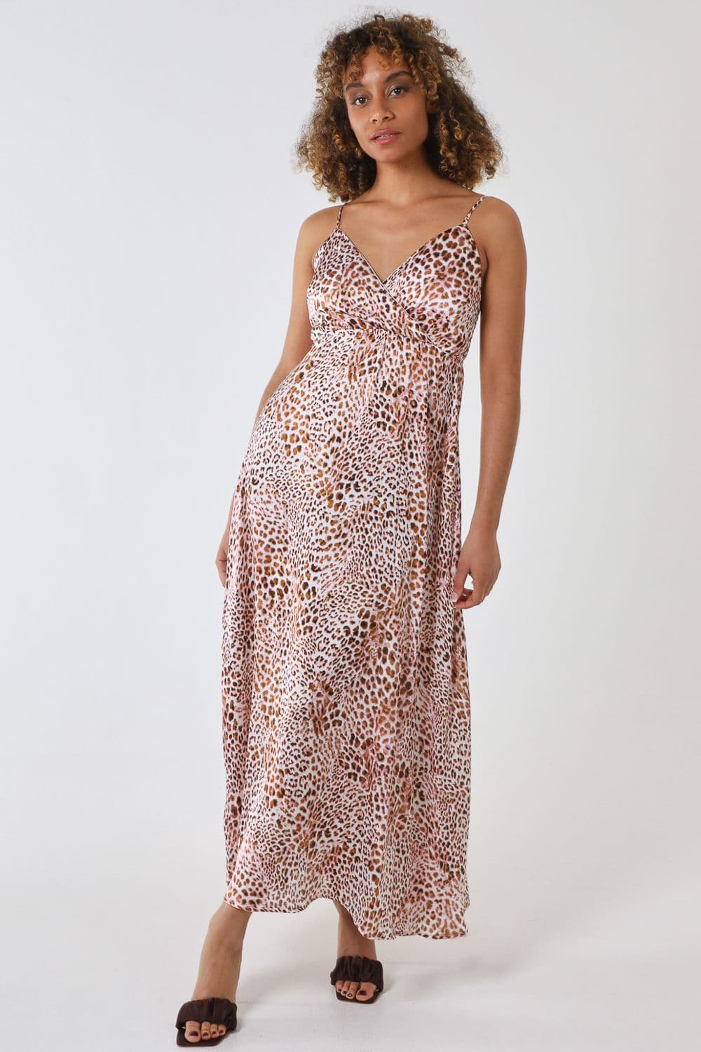 Blue Vanilla Women's Strappy Wrap Over Maxi Dress in Tan