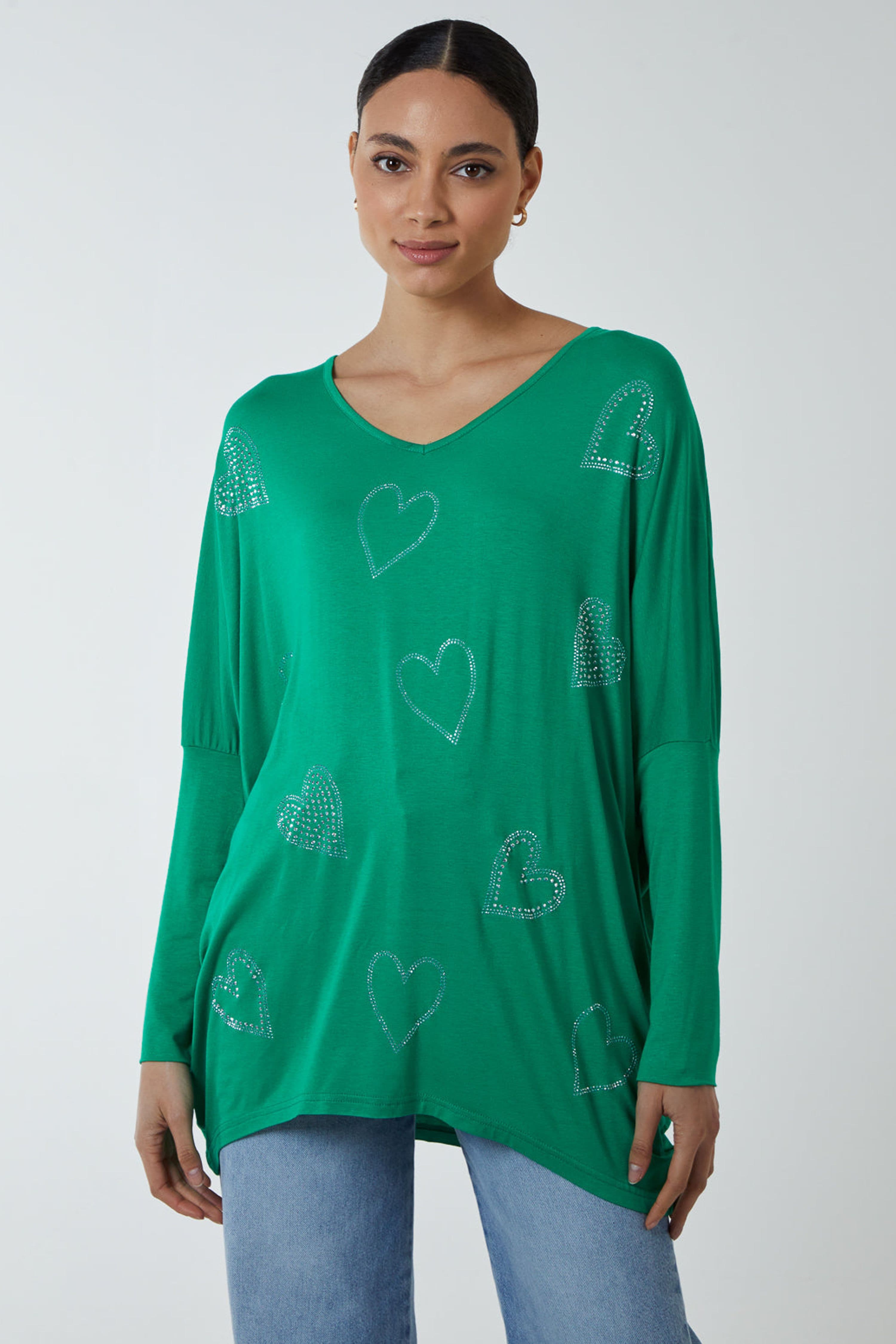 Blue Vanilla Women's Green Long Sleeve Slip On V-neck Top