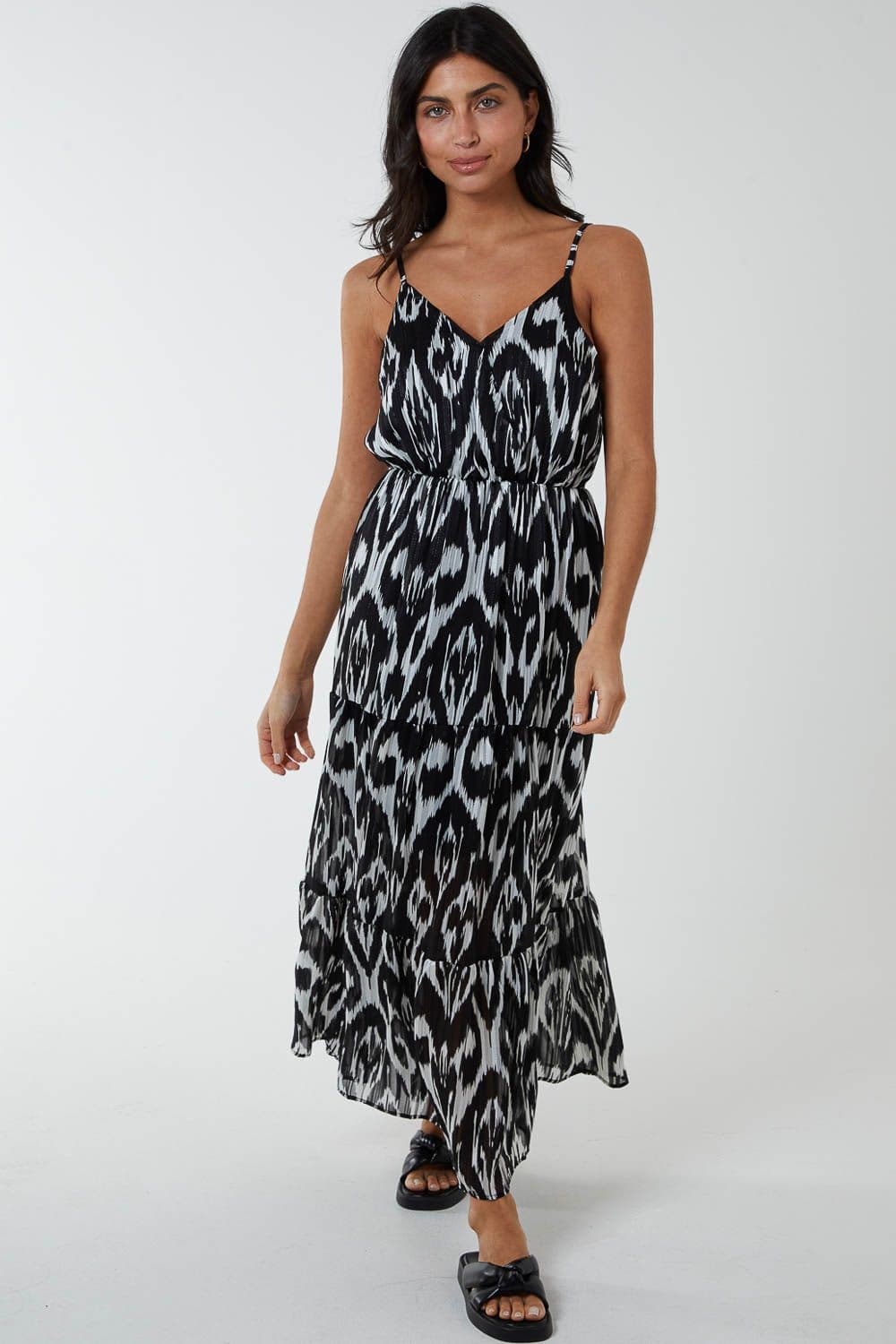 Blue Vanilla Women's Brushed Print Wrap Dress in Black