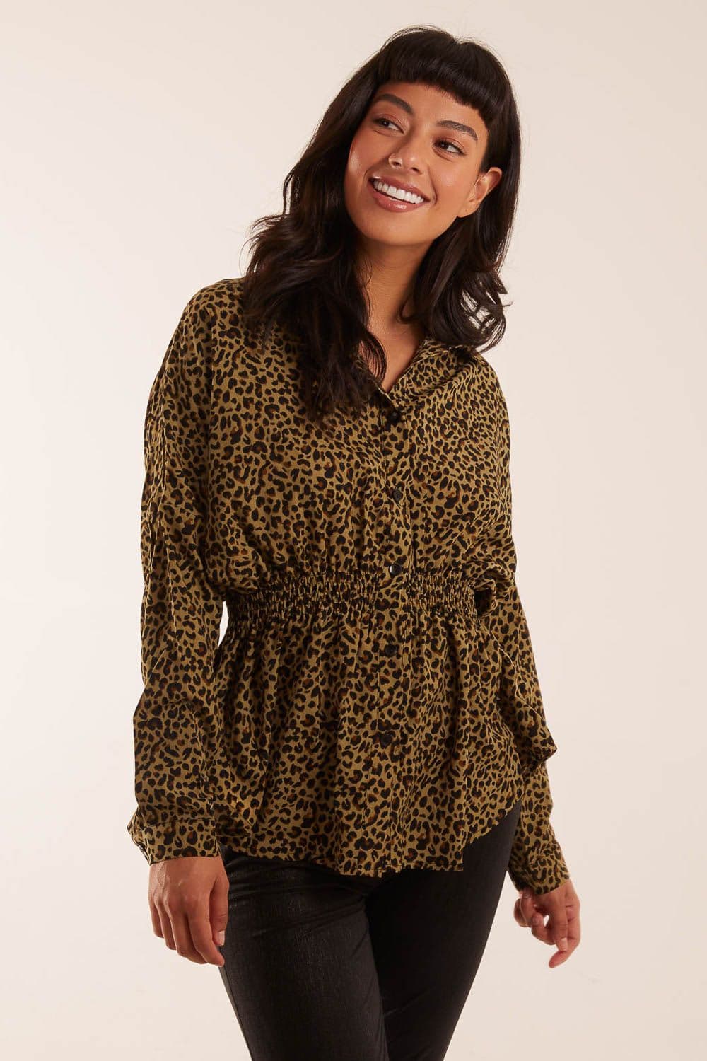 Blue Vanilla Women's Shirred Batwing Shirt in Khaki