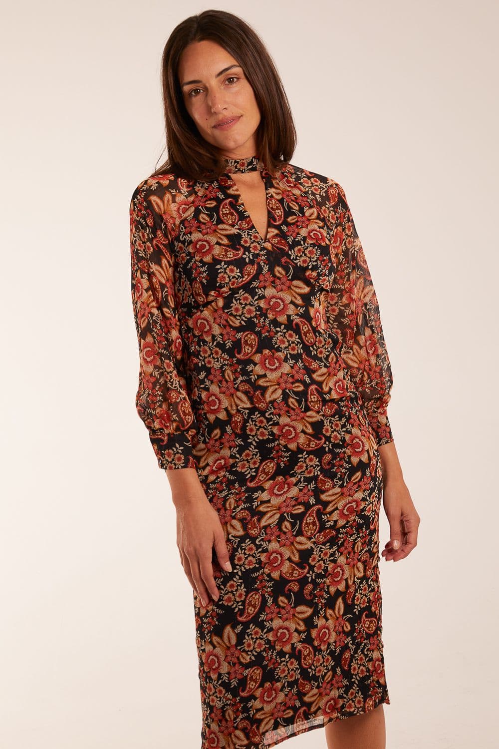 Blue Vanilla Women's Raglan Keyhole Midi Dress in Black