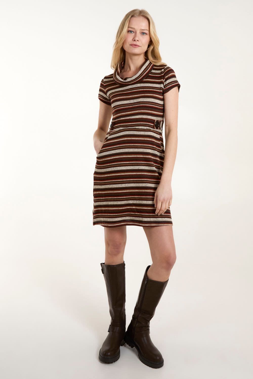 Blue Vanilla Women's Cowl Neck Tunic Dress