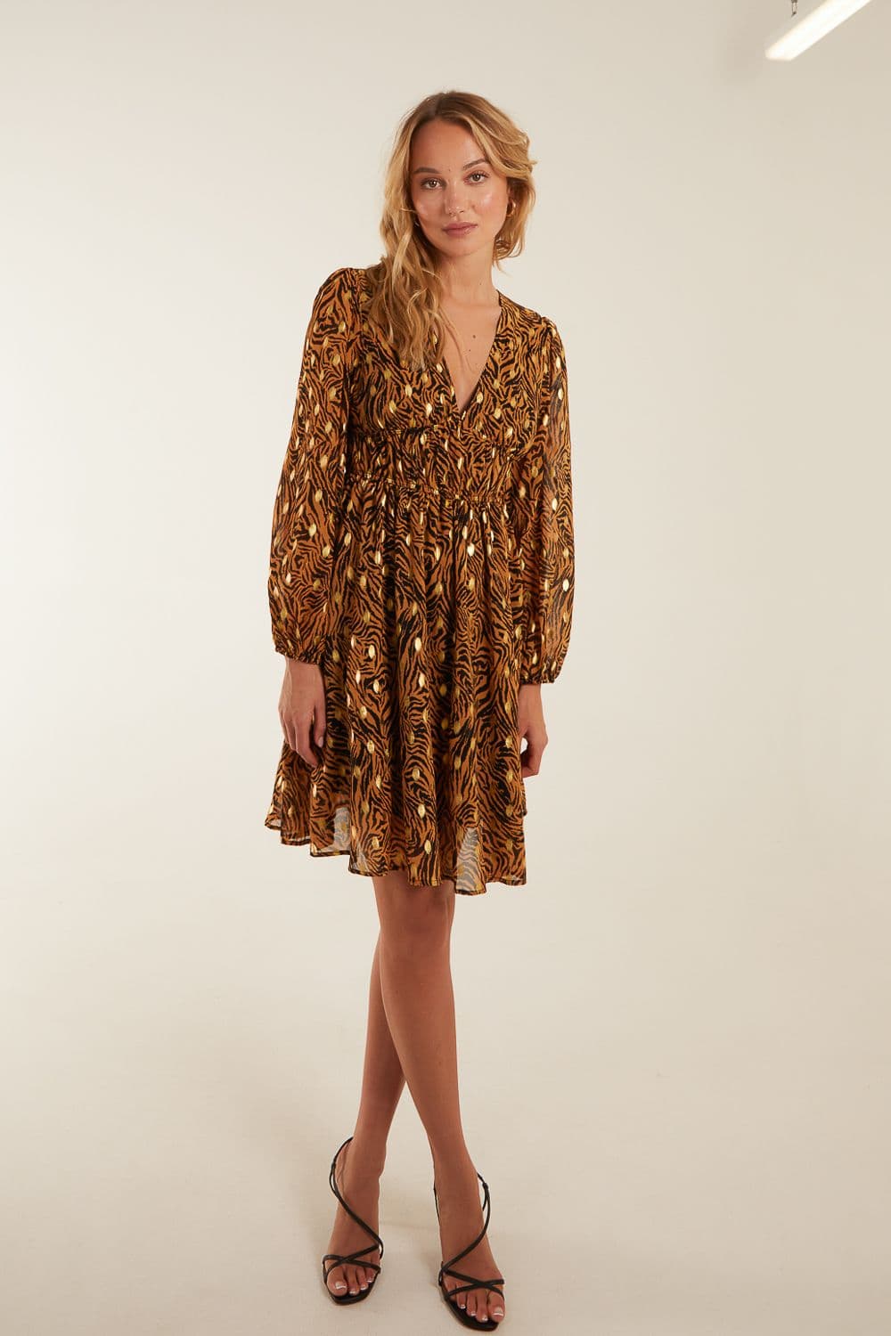 Blue Vanilla Women's Shirred Waist Dress in Brown