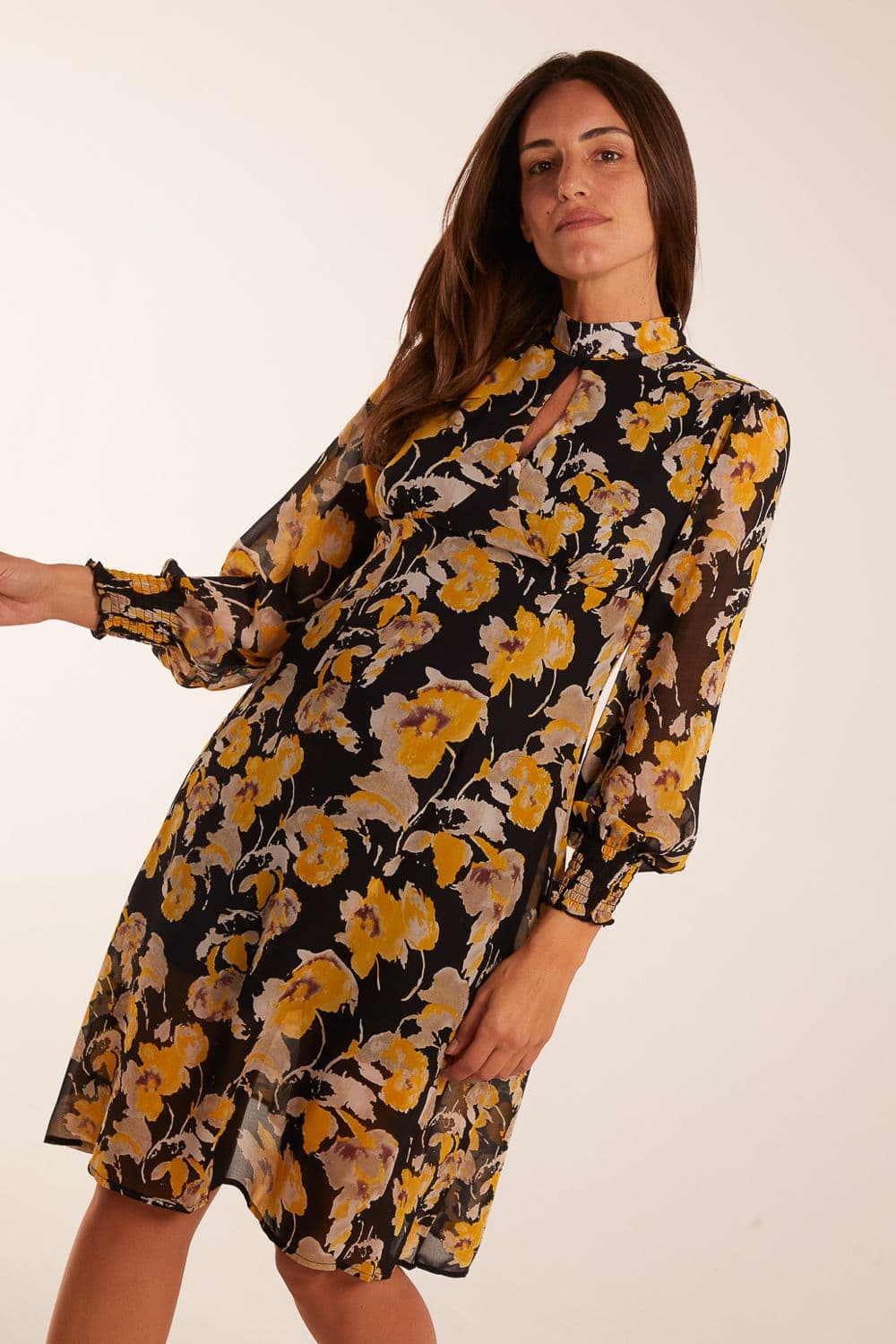 Blue Vanilla Women's Keyhole High Neck Dress