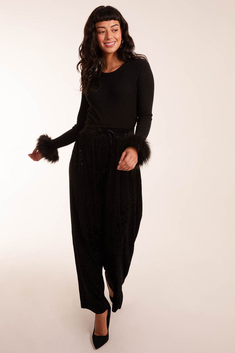 Blue Vanilla Women's Sparking Wide Leg Trouser in Black