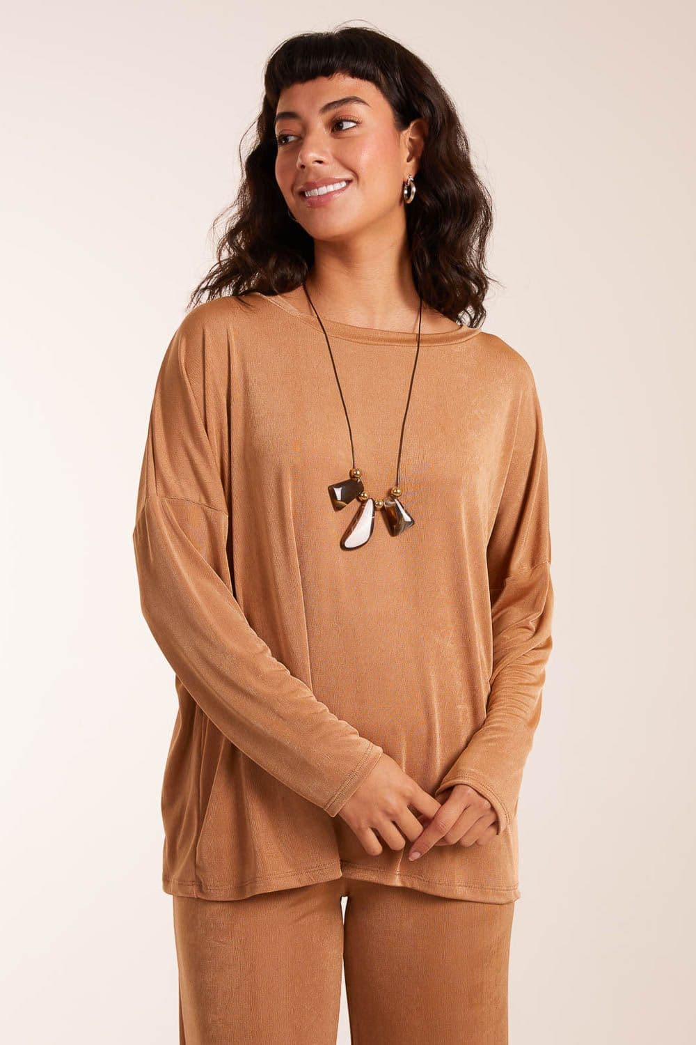 Blue Vanilla Women's Acetate Top in Camel