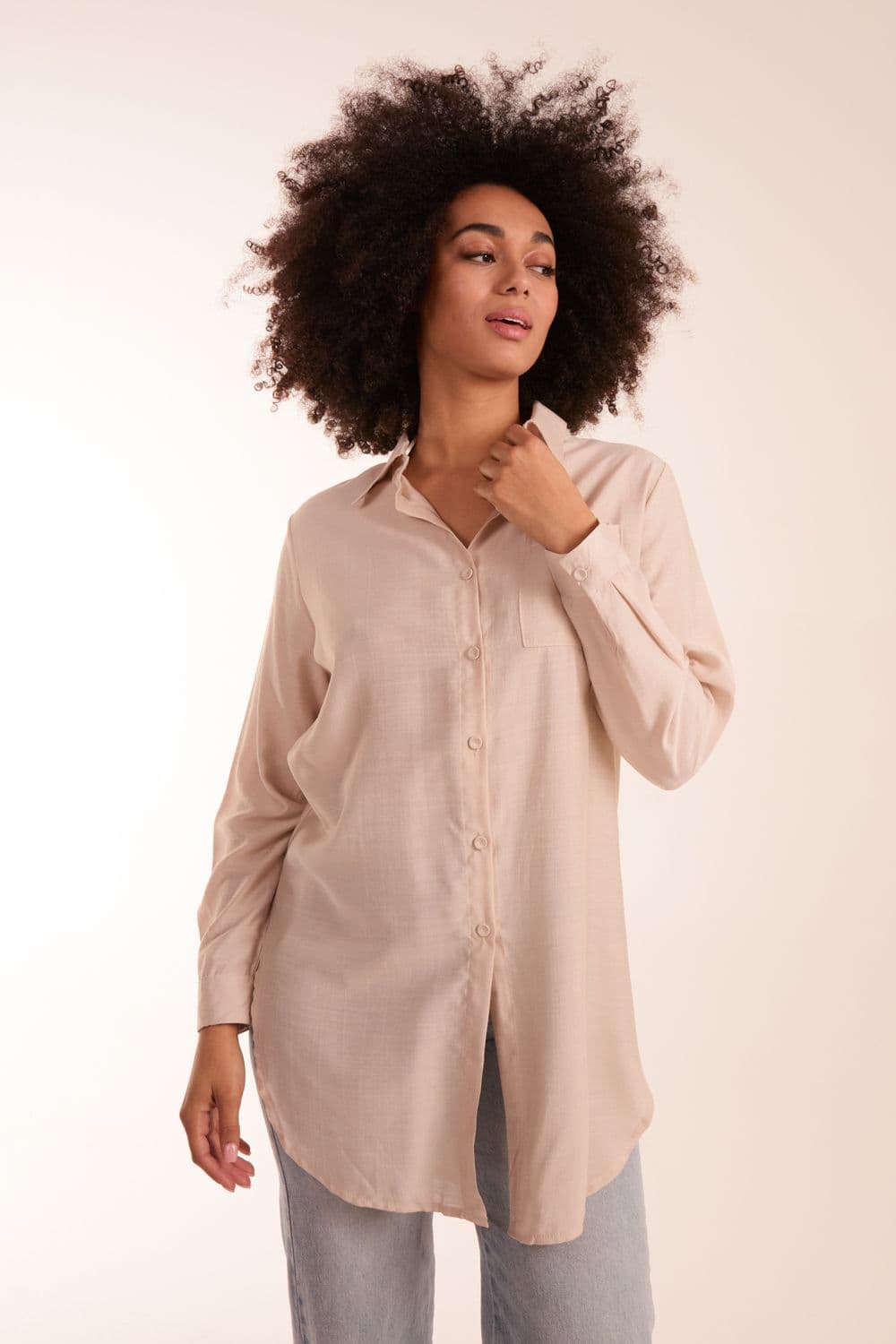Blue Vanilla Women's Striped Shirt in Beige