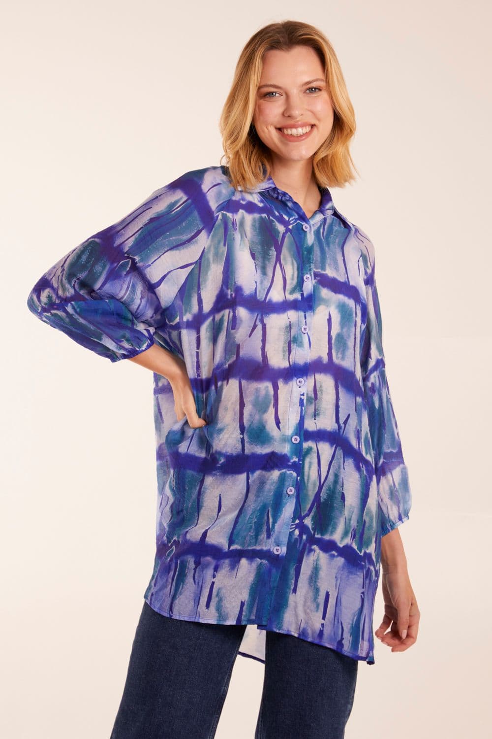 Blue Vanilla Women's Tie Dye Shirt in Blue