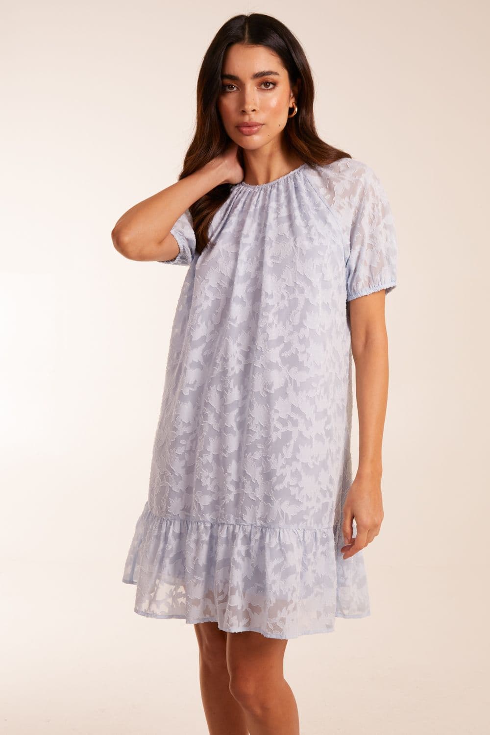 Blue Vanilla Women's Jacquard Smock Mini Dress in Light Blue