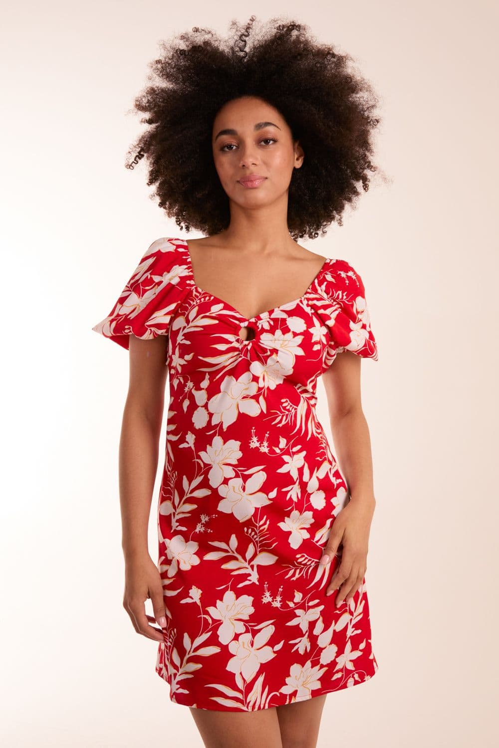 Blue Vanilla Women's Ring Detail Milkmaid Mini Dress in Red
