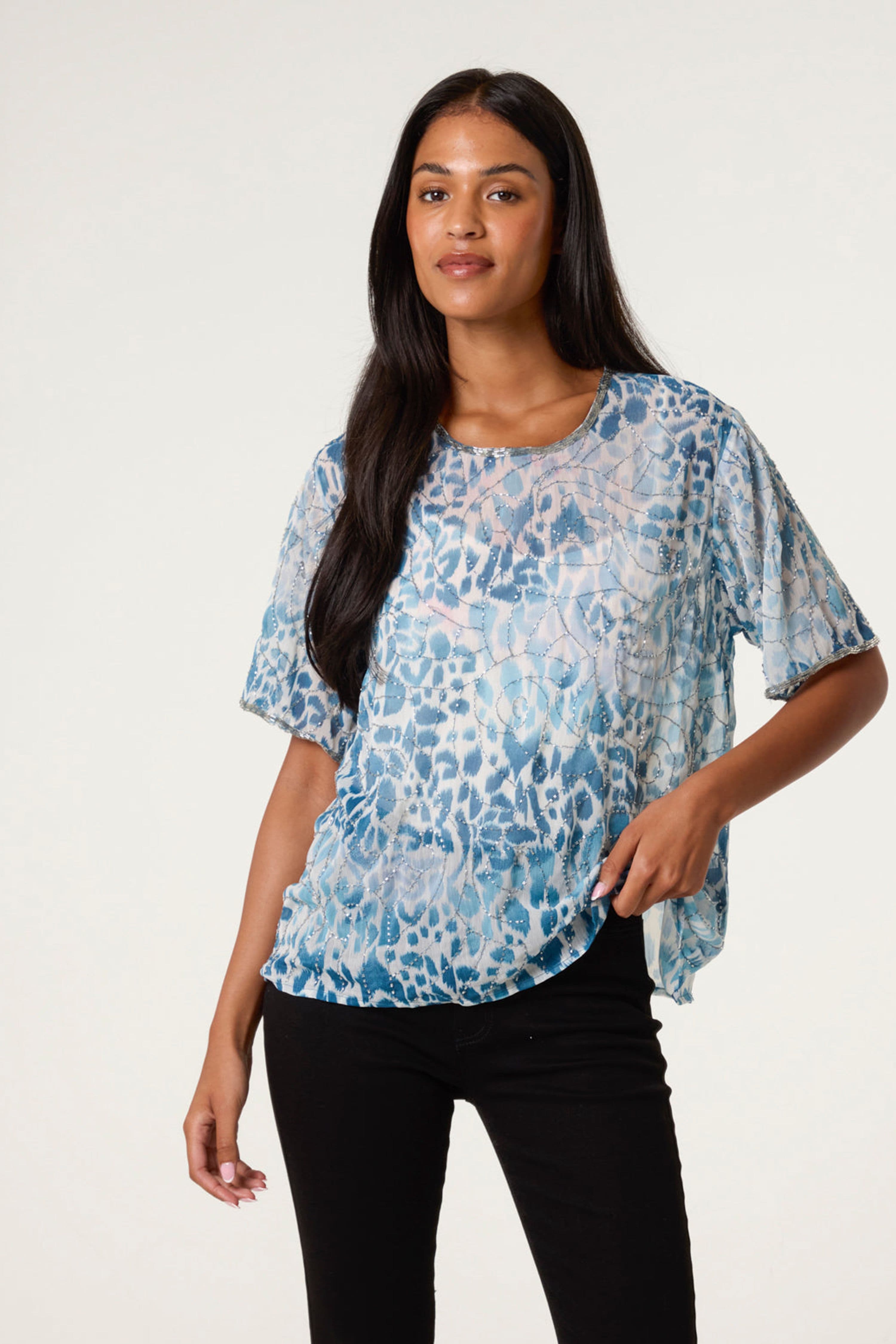 Blue Vanilla Women's Pale Green Short Sleeve Slip On Round Neck Top