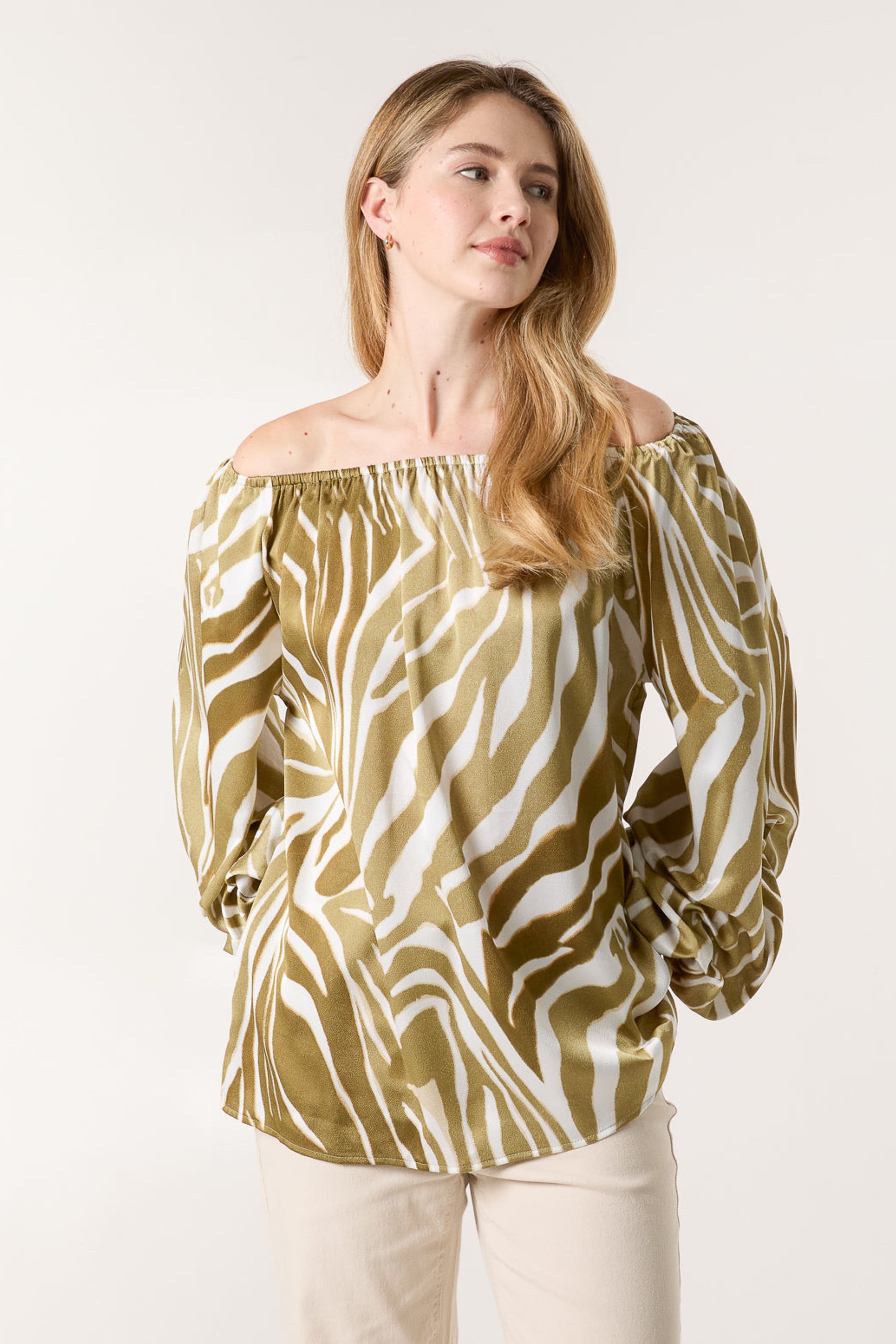 Blue Vanilla Women's White Long Sleeve Slip On Bardot Blouse