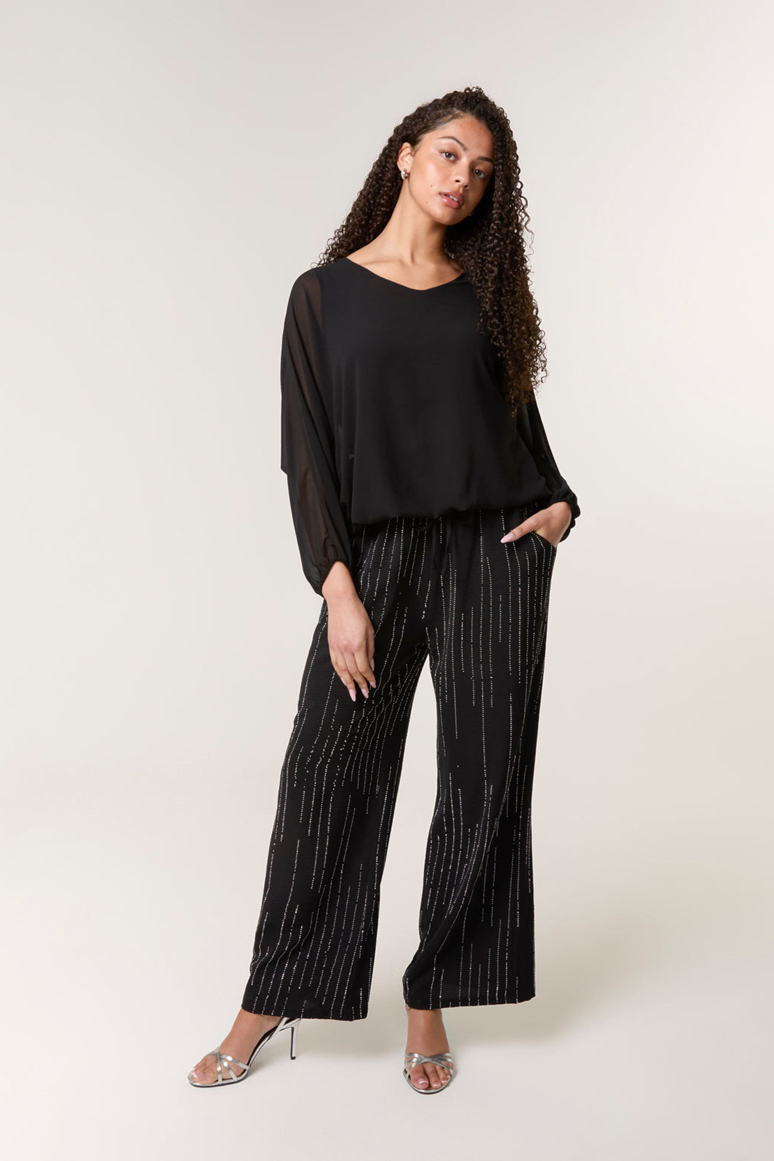 Blue Vanilla Women's Elasticated Waist Black Slip On Trousers