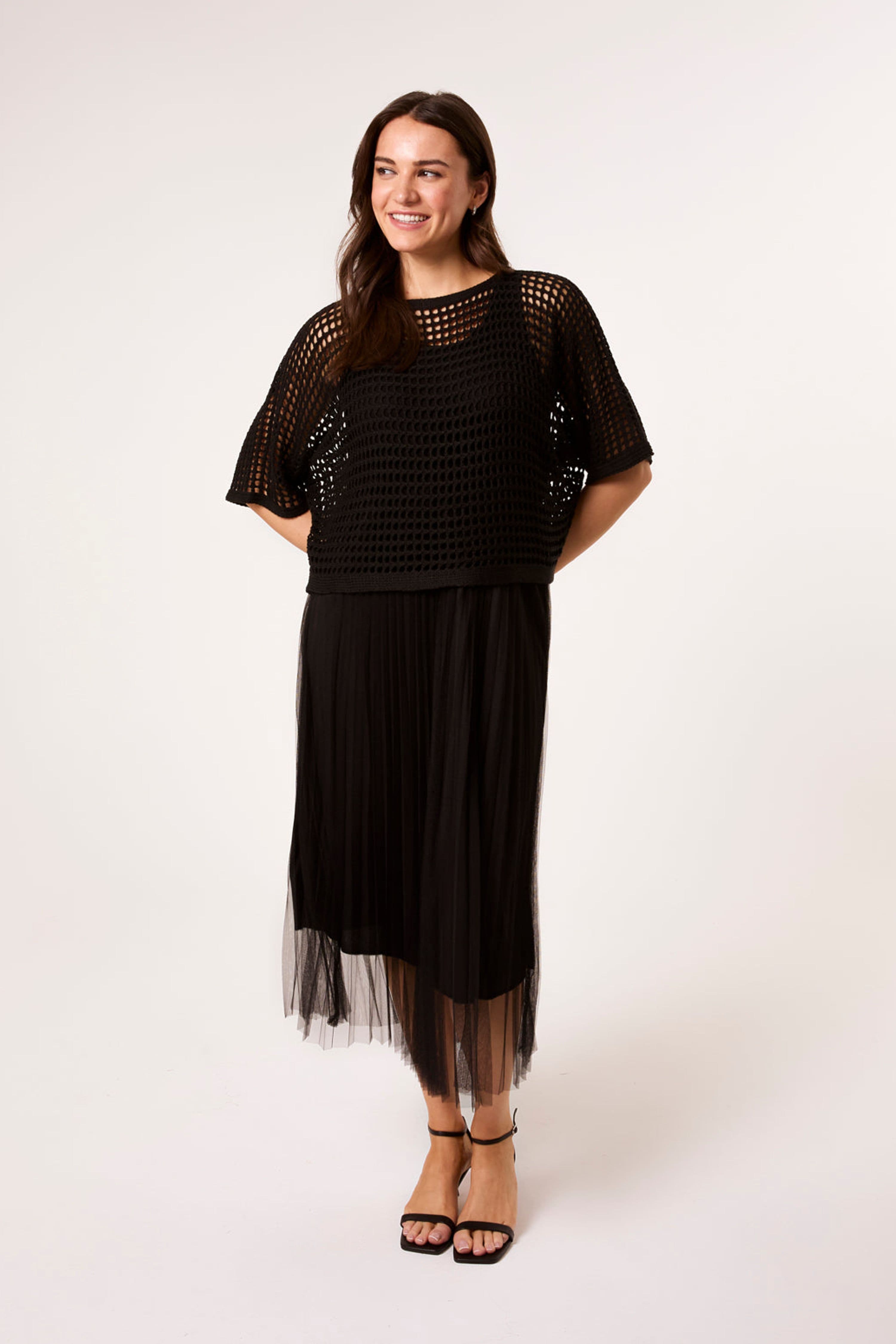 Blue Vanilla Women's Black Short Sleeve Slip On Round Neck Maxi Dress