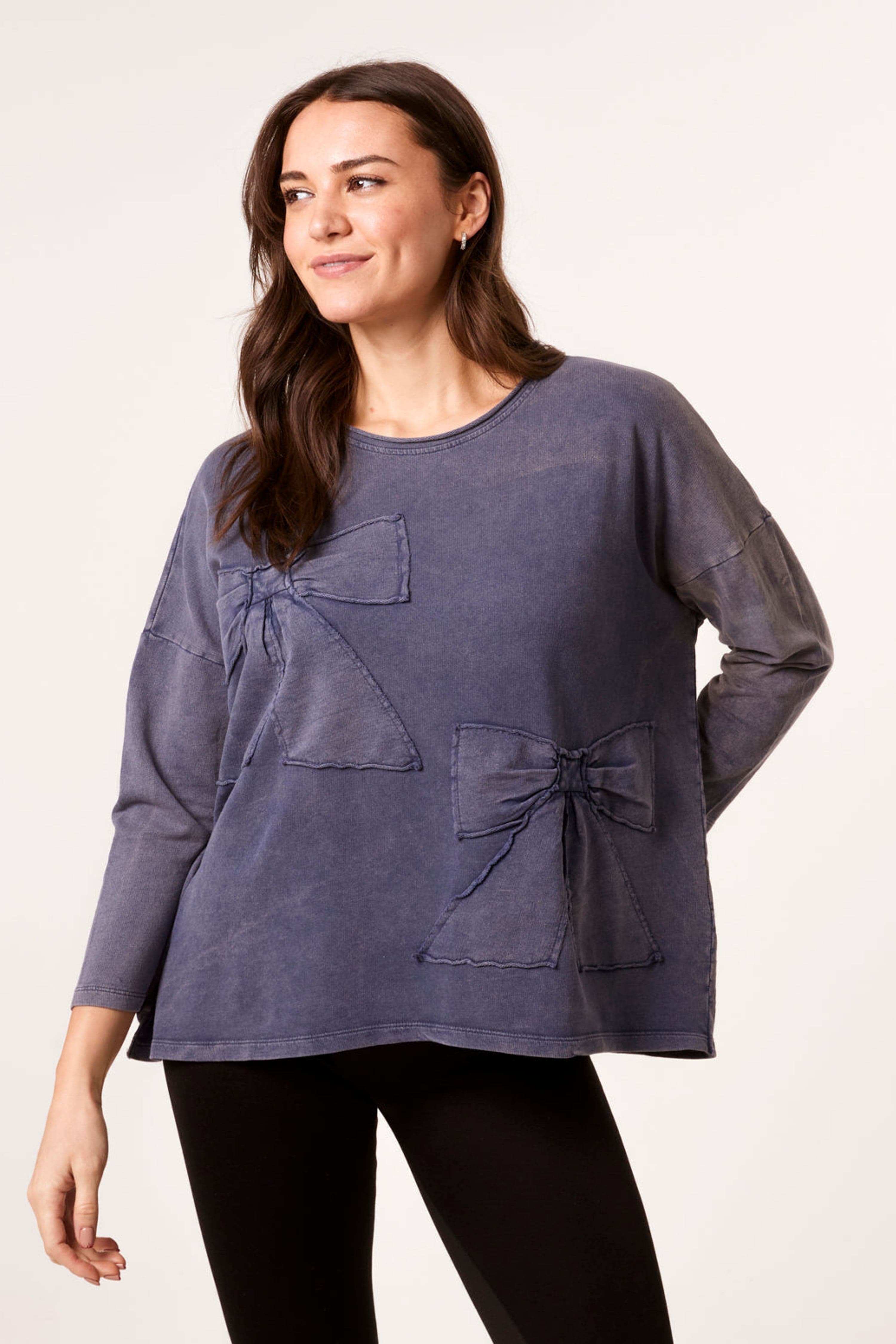 Blue Vanilla Women's Blue Long Sleeve Slip On Round Neck Sweatshirt