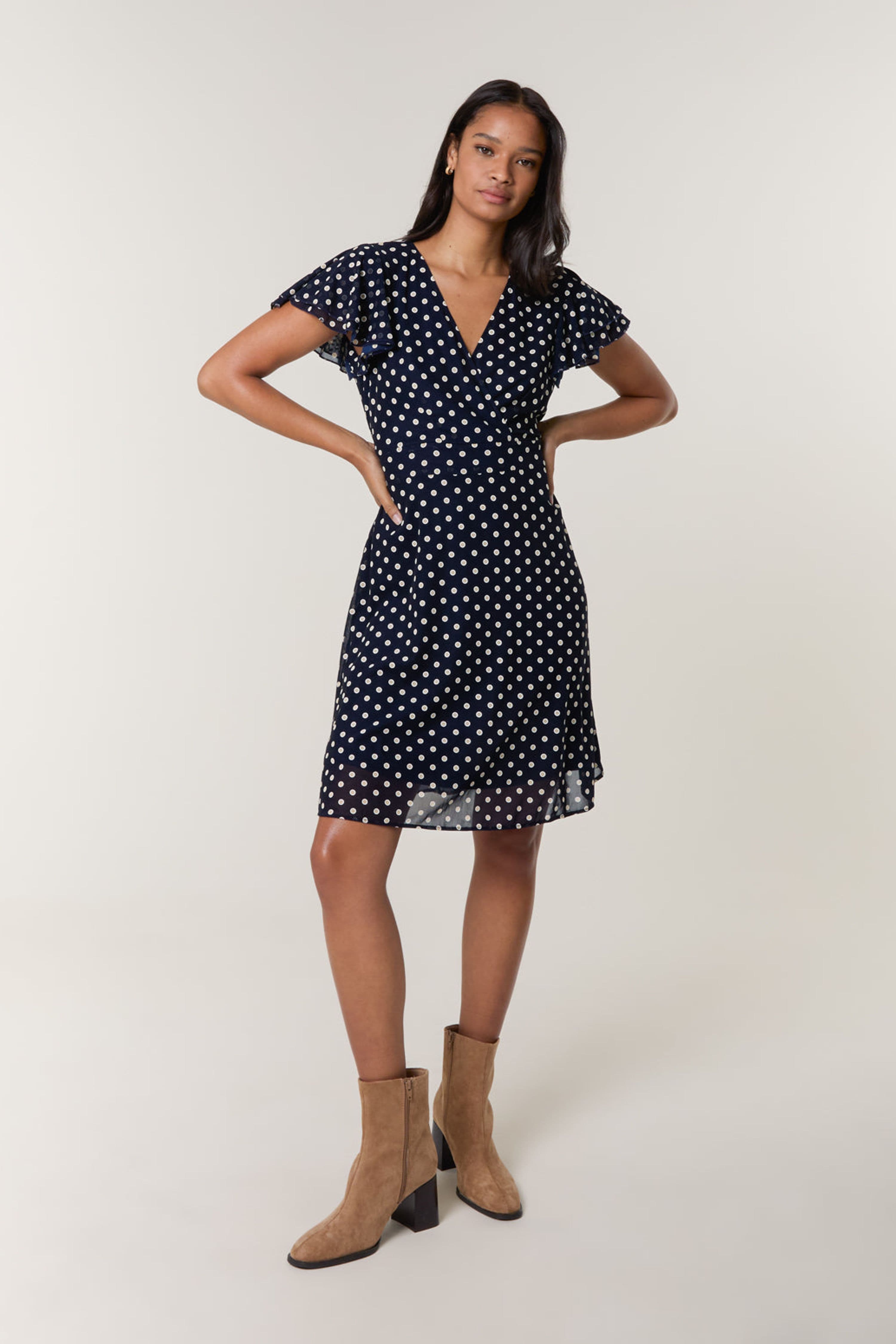 Blue Vanilla Women's Navy Short Sleeve Zip V-neck Mini Dress
