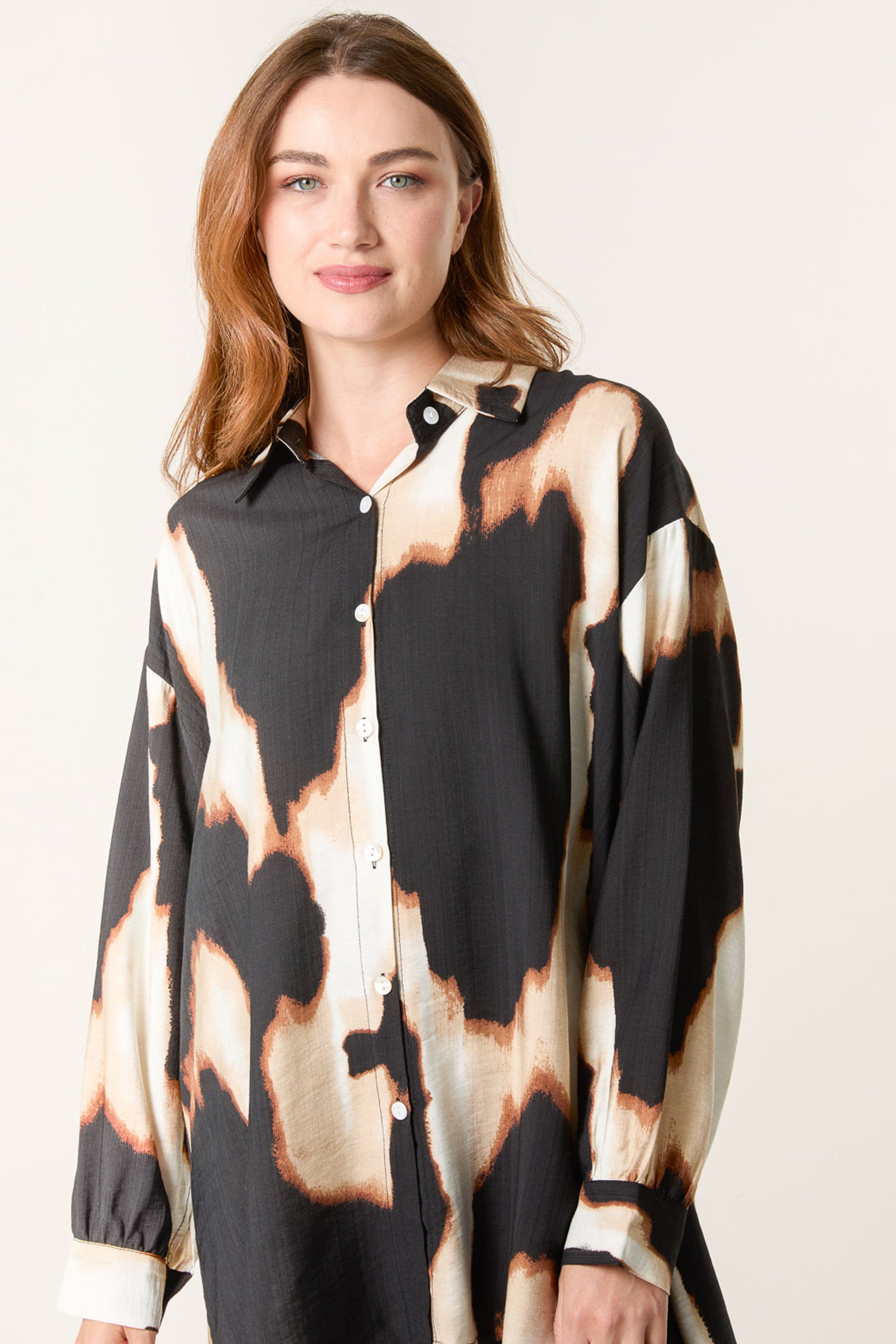 Blue Vanilla Women's Brown Long Sleeve Button Up Collar Blouse