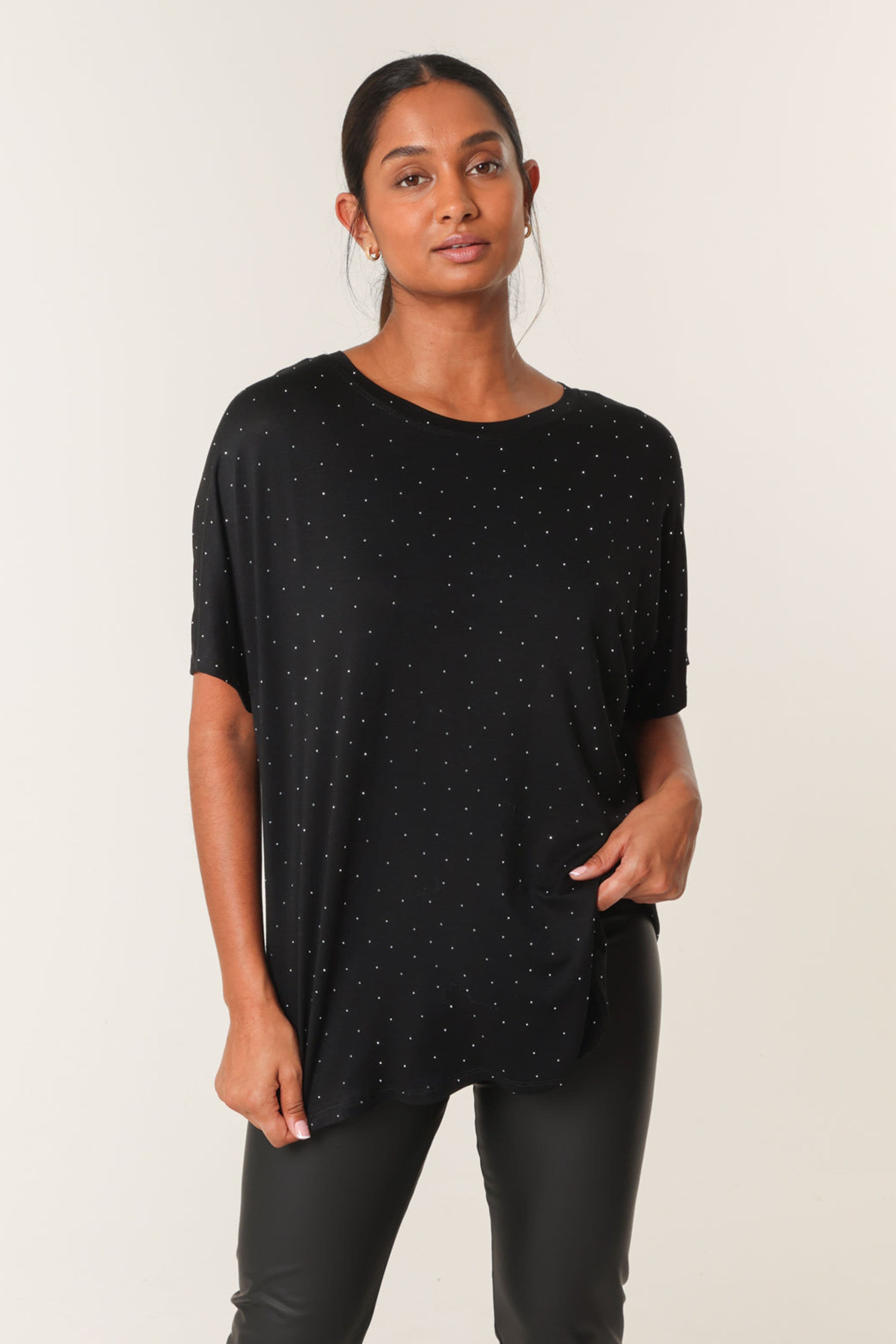 Blue Vanilla Women's Black Short Sleeve Slip On Round Neck Top
