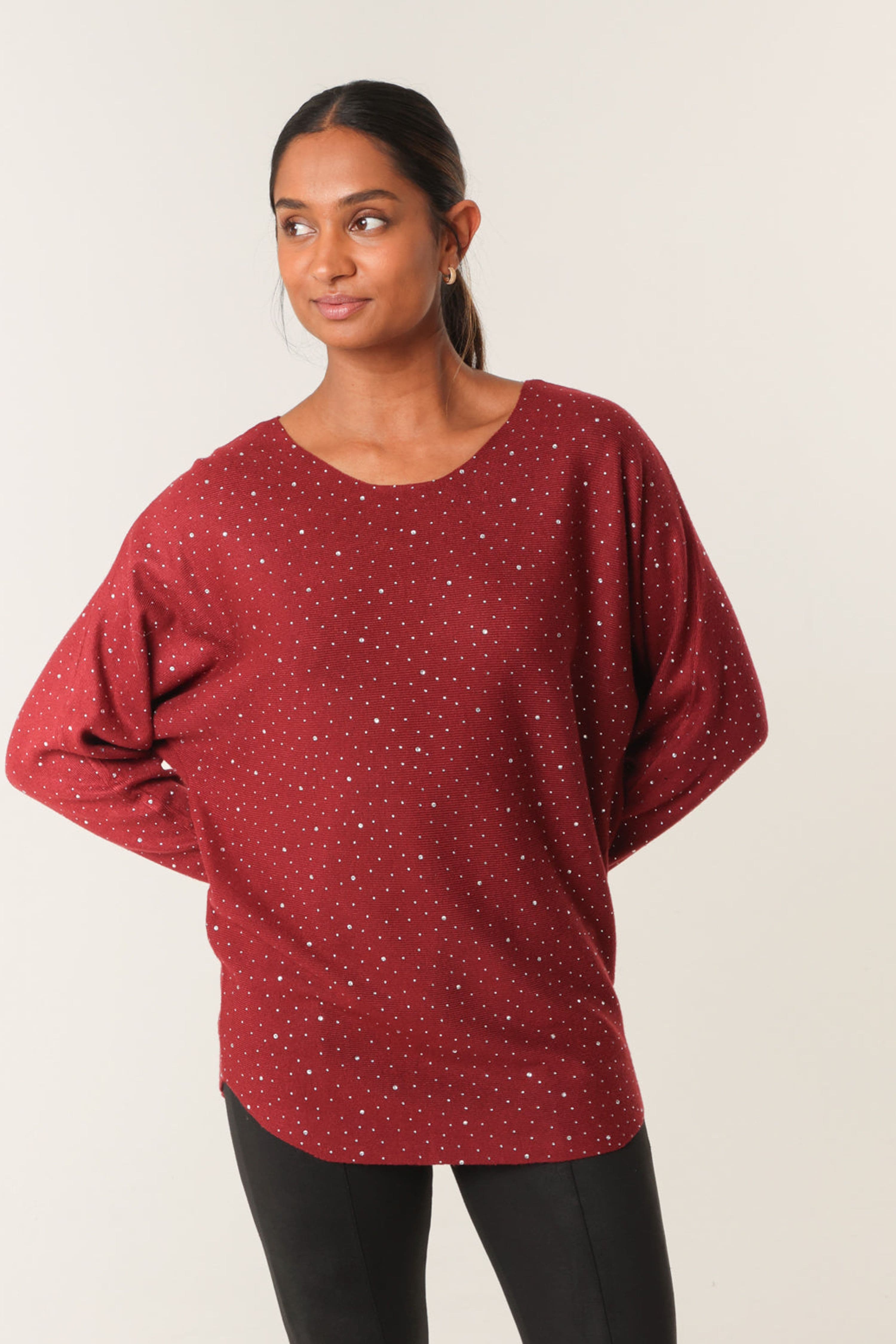 Blue Vanilla Women's Red Long Sleeve Slip On Round Neck Jumper