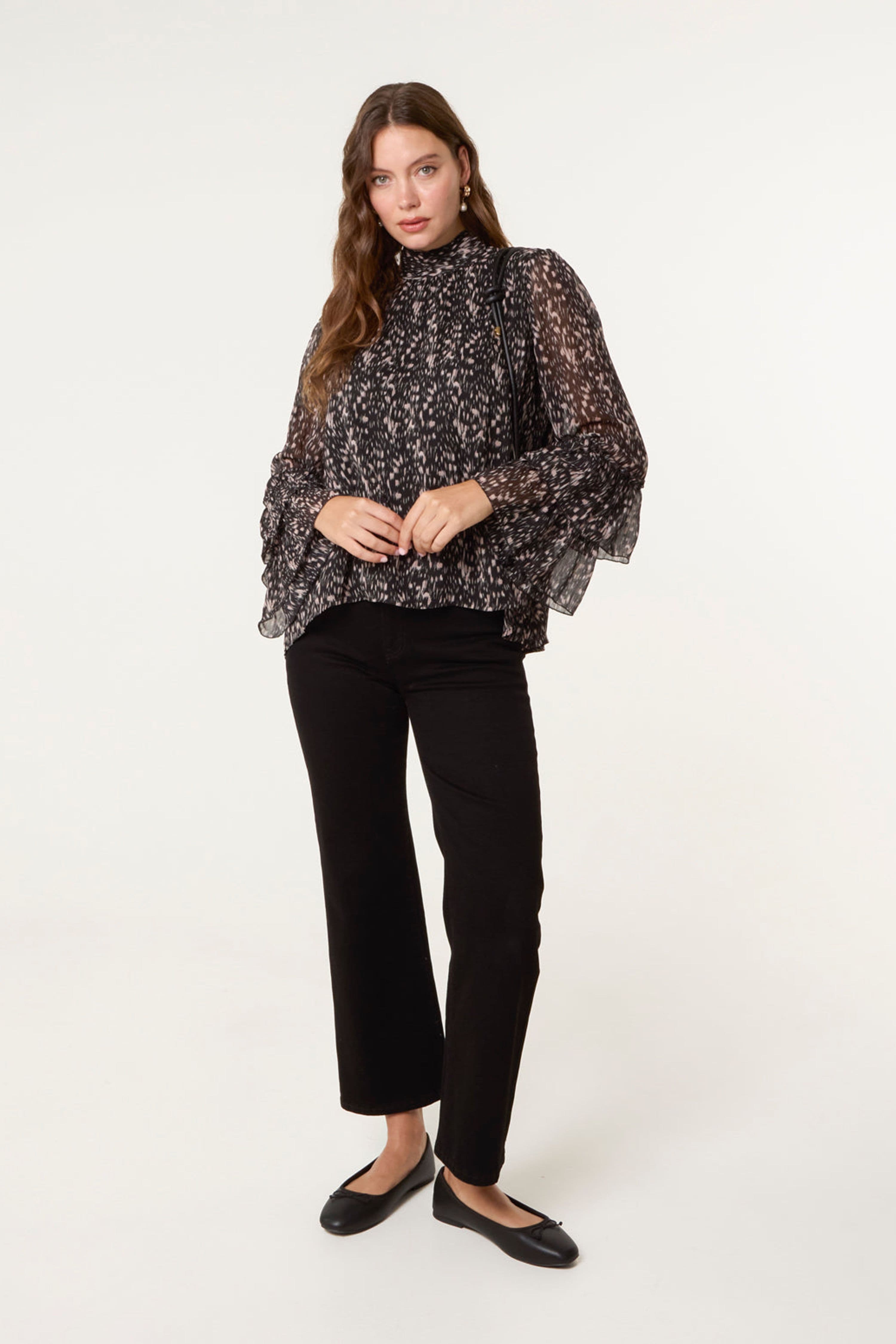 Blue Vanilla Women's Black Long Sleeve Slip On Turtleneck Blouse