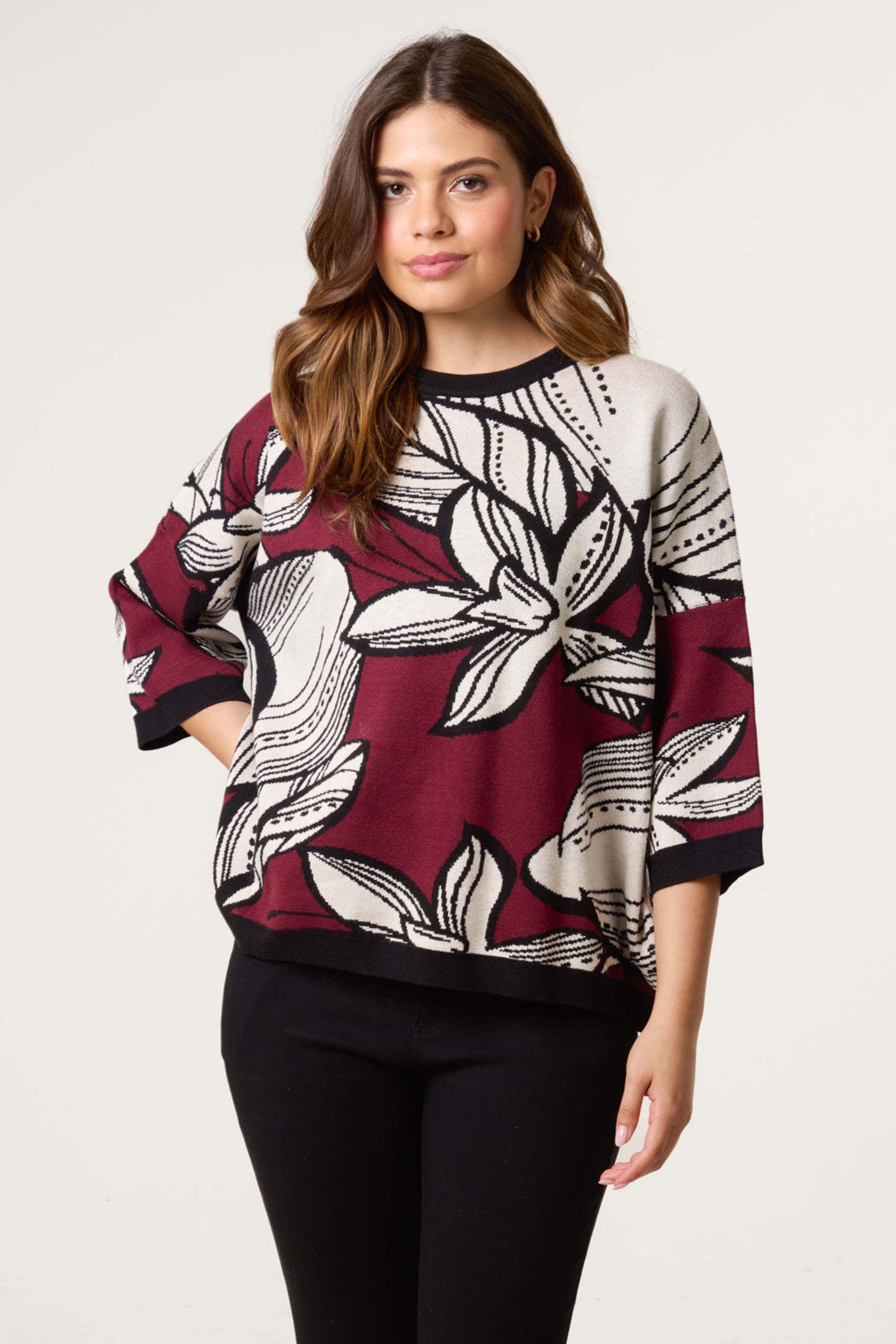 Blue Vanilla Women's Wine Long Sleeve Slip On Round Neck Jumper