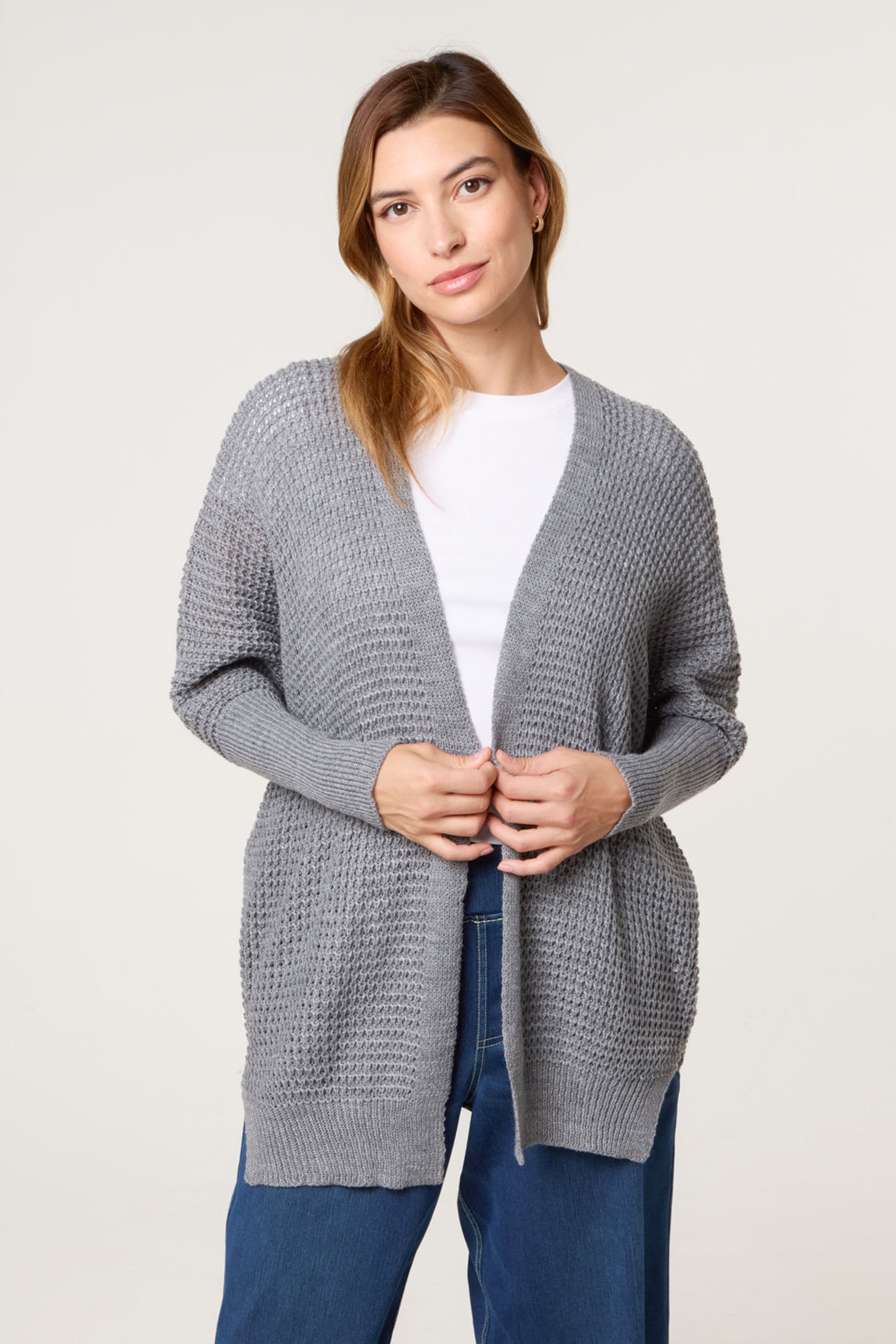 Blue Vanilla Women's Grey Long Sleeve Slip On V-neck Cardigan