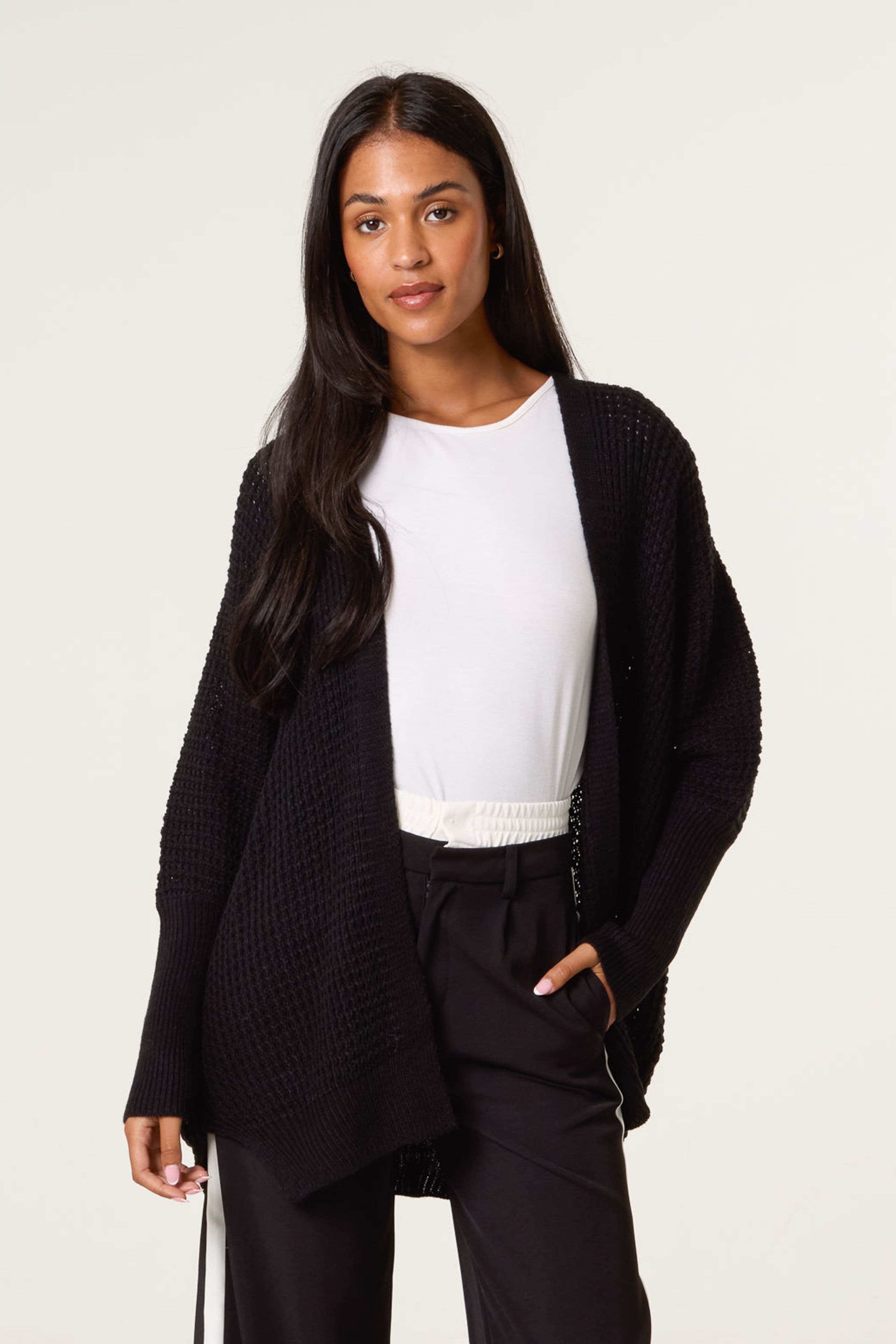 Blue Vanilla Women's Black Long Sleeve Slip On V-neck Cardigan
