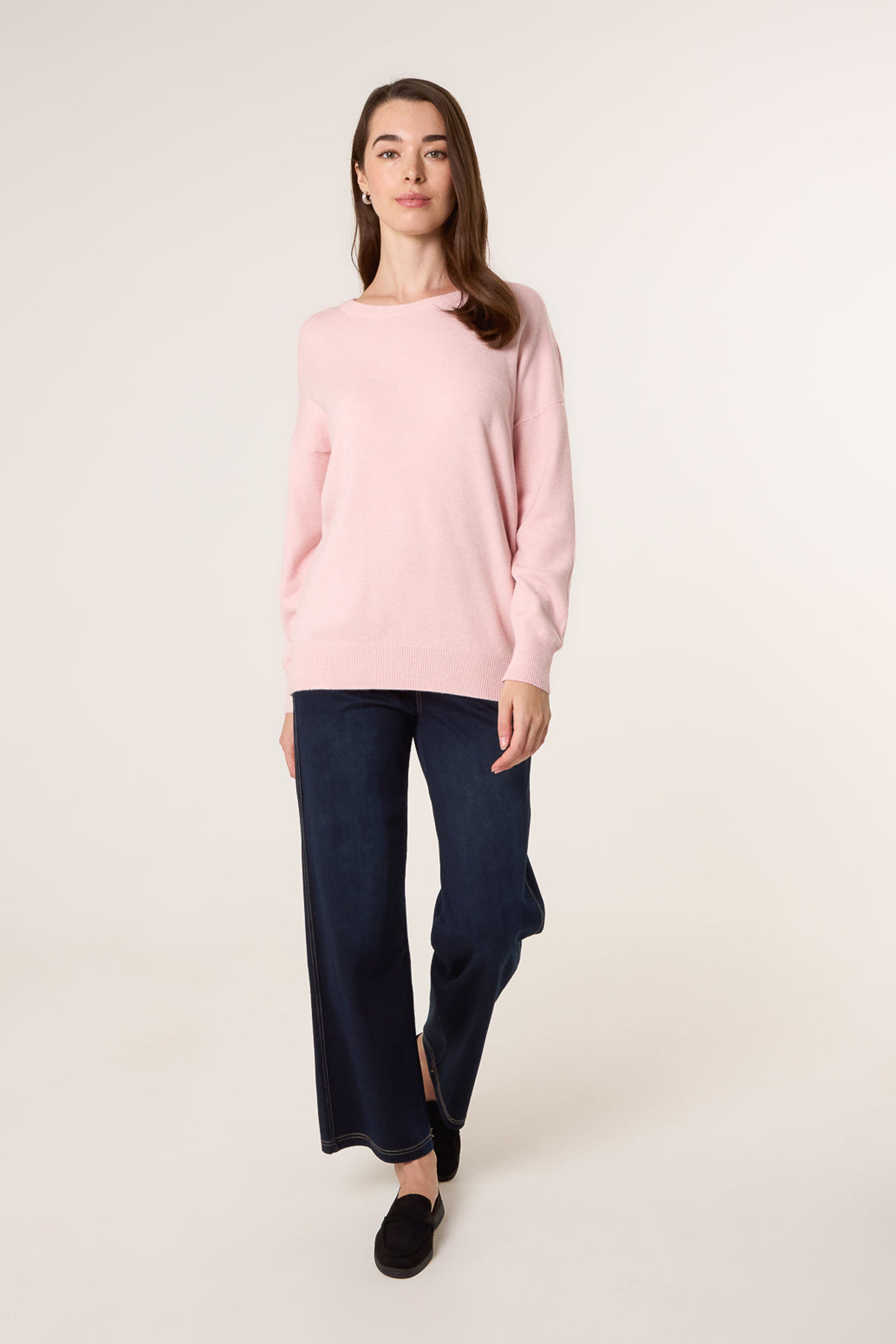 Blue Vanilla Women's Pink Long Sleeve Slip On Round Neck Jumper