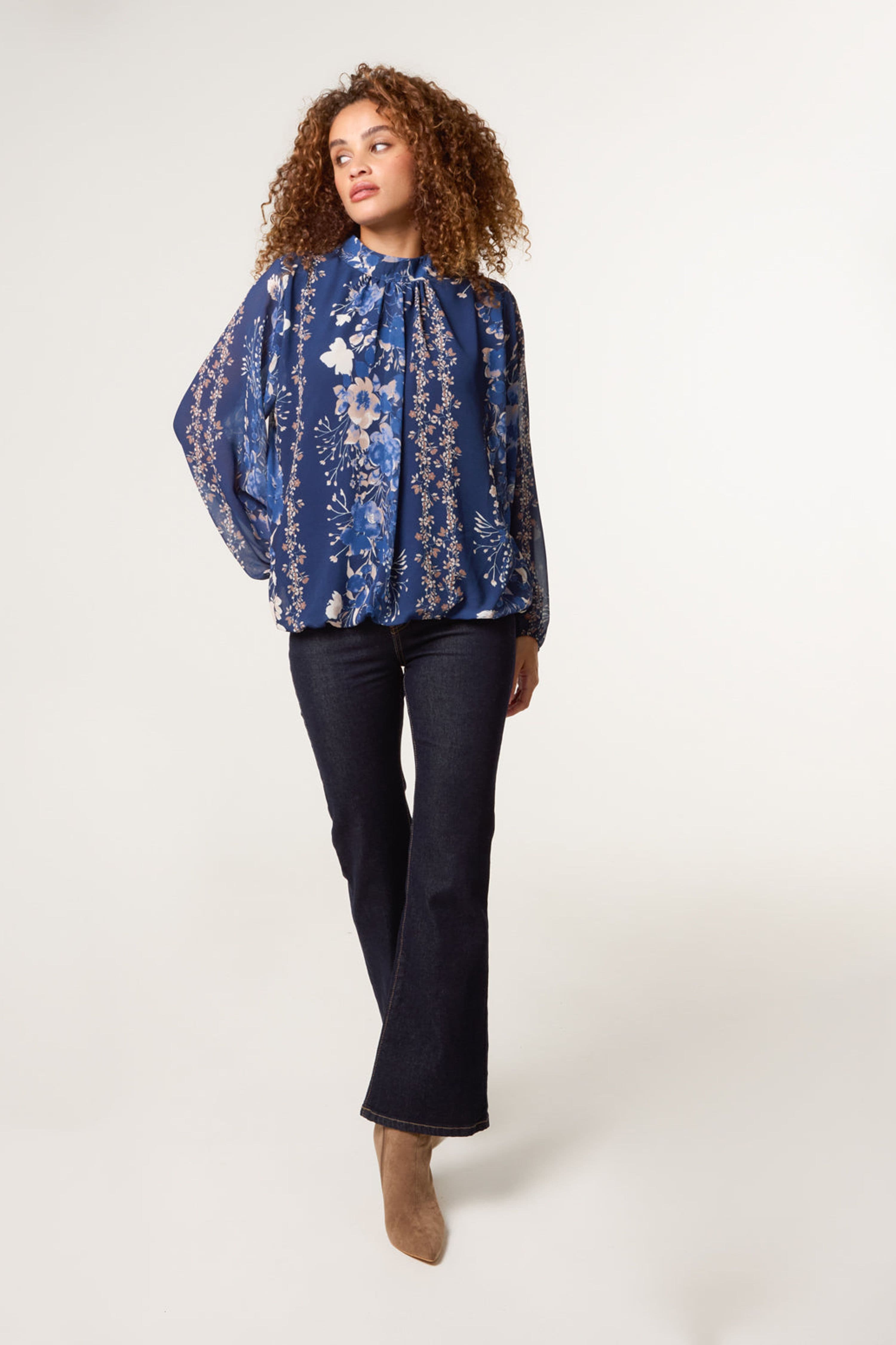 Blue Vanilla Women's Navy Long Sleeve Slip On Turtleneck Blouse