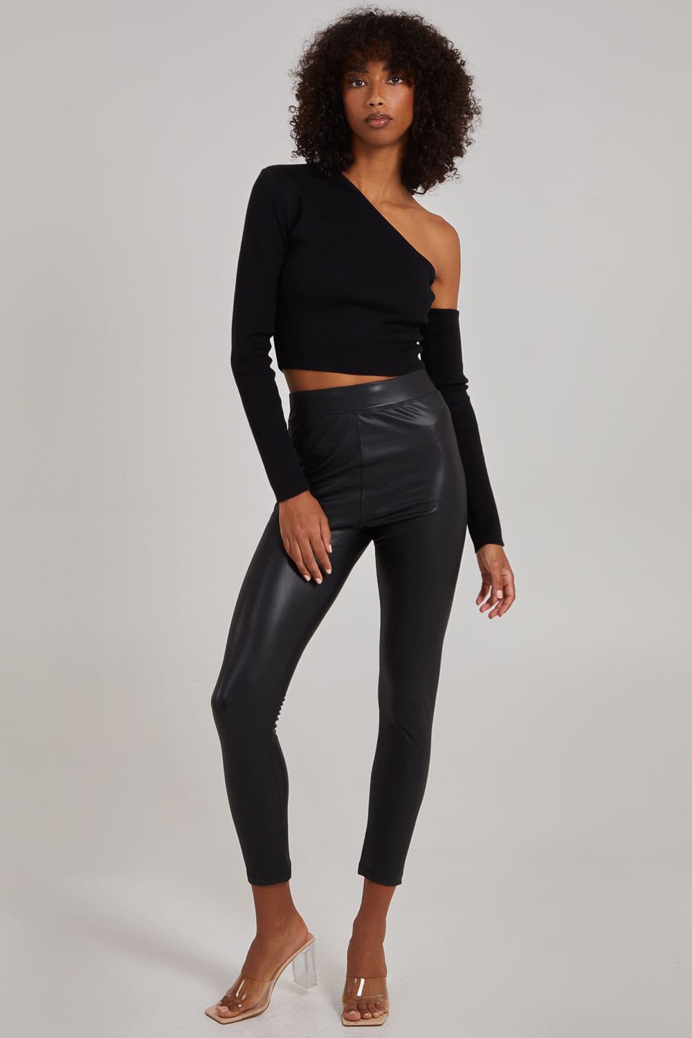 Pink Vanilla Women's PU Lined Trousers in Black