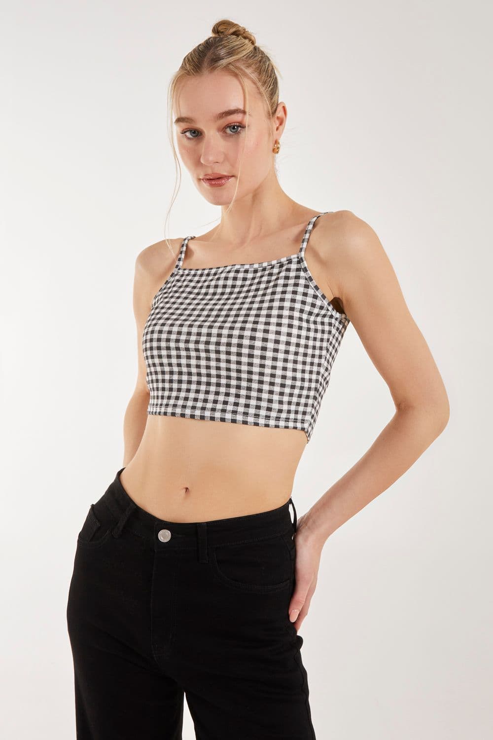 Pink Vanilla Women's Gingham Crop Top