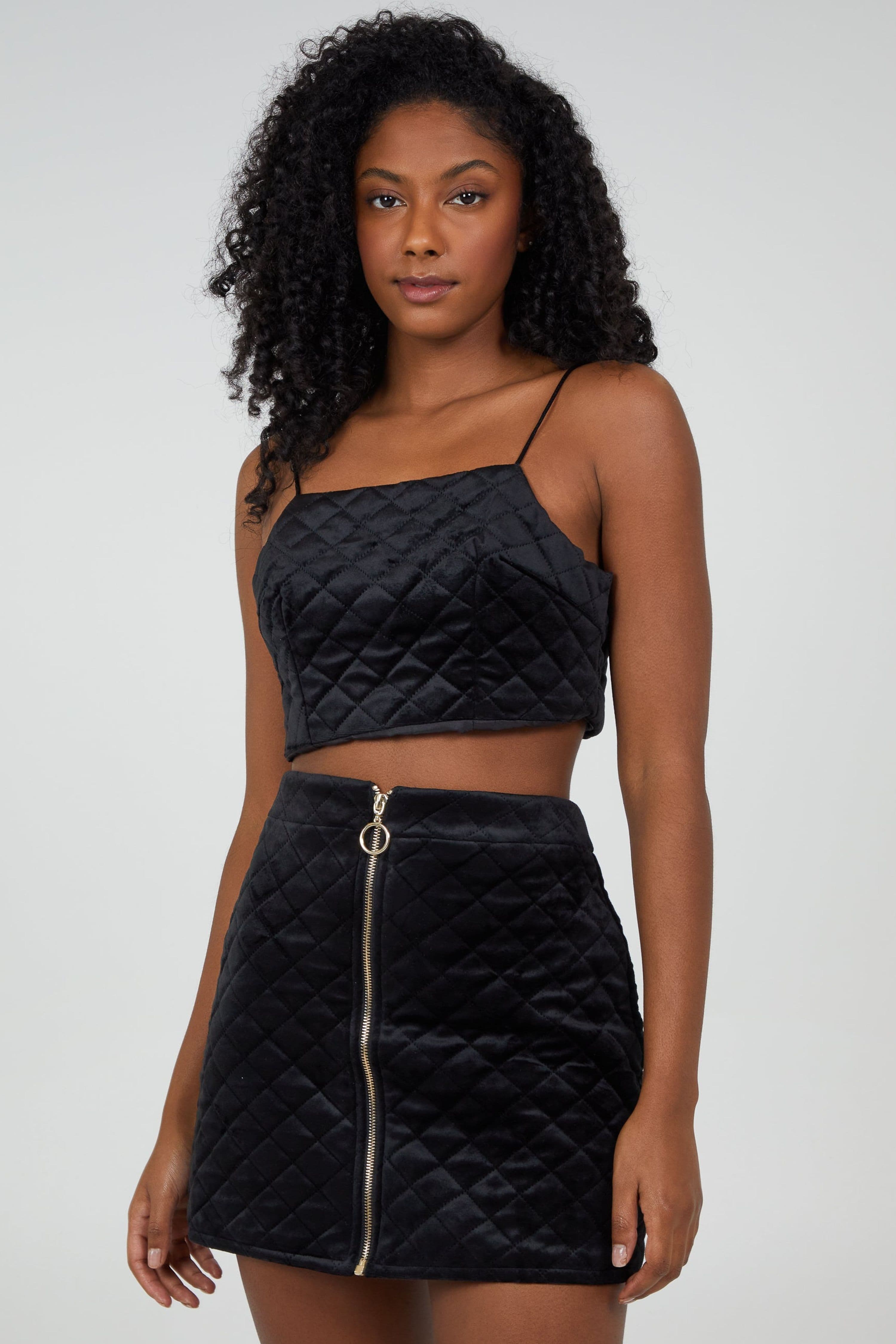 Pink Vanilla Women's Black Crop Cami Top