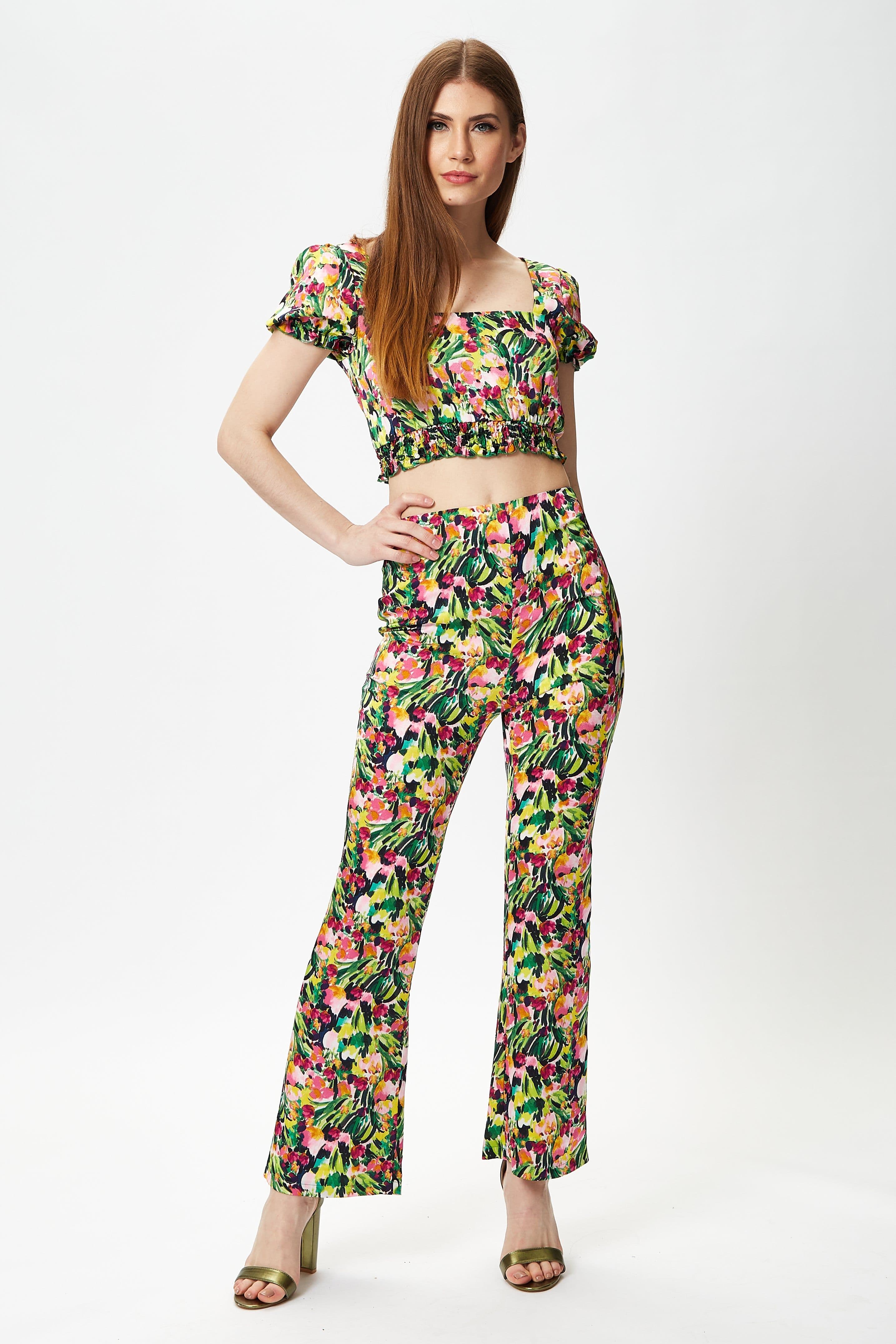 Liquorish Women's Multicolour Floral Crop Top