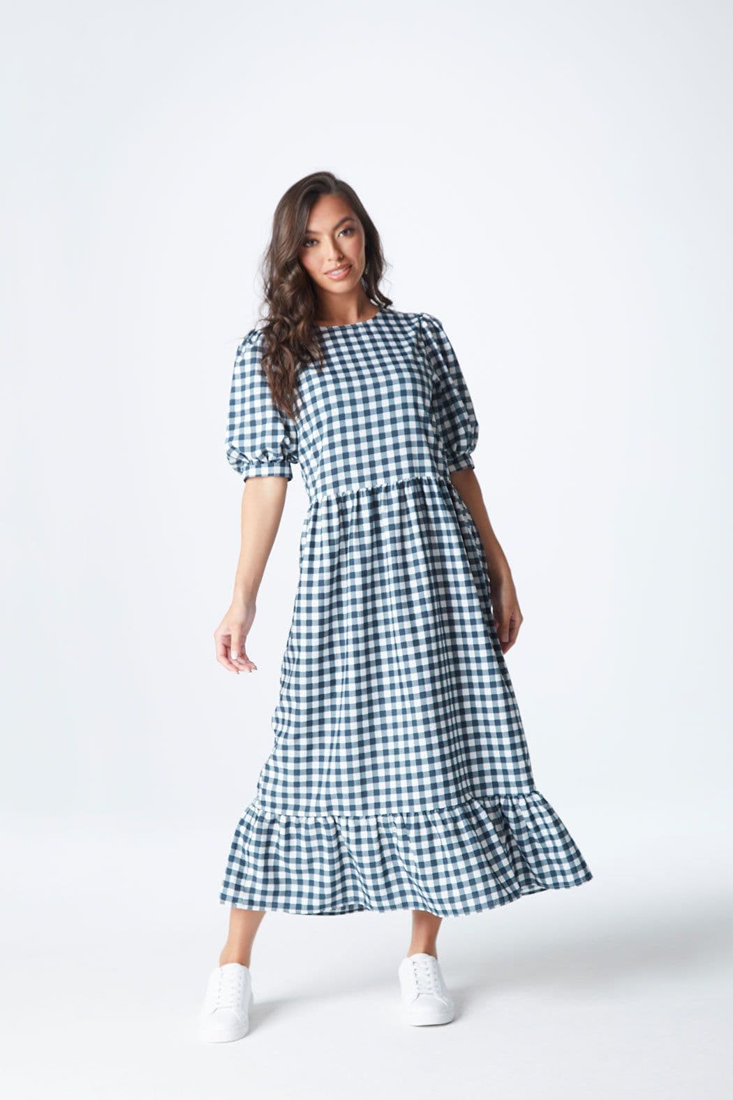 Urban Bliss Women's Check Smock Dress in Green