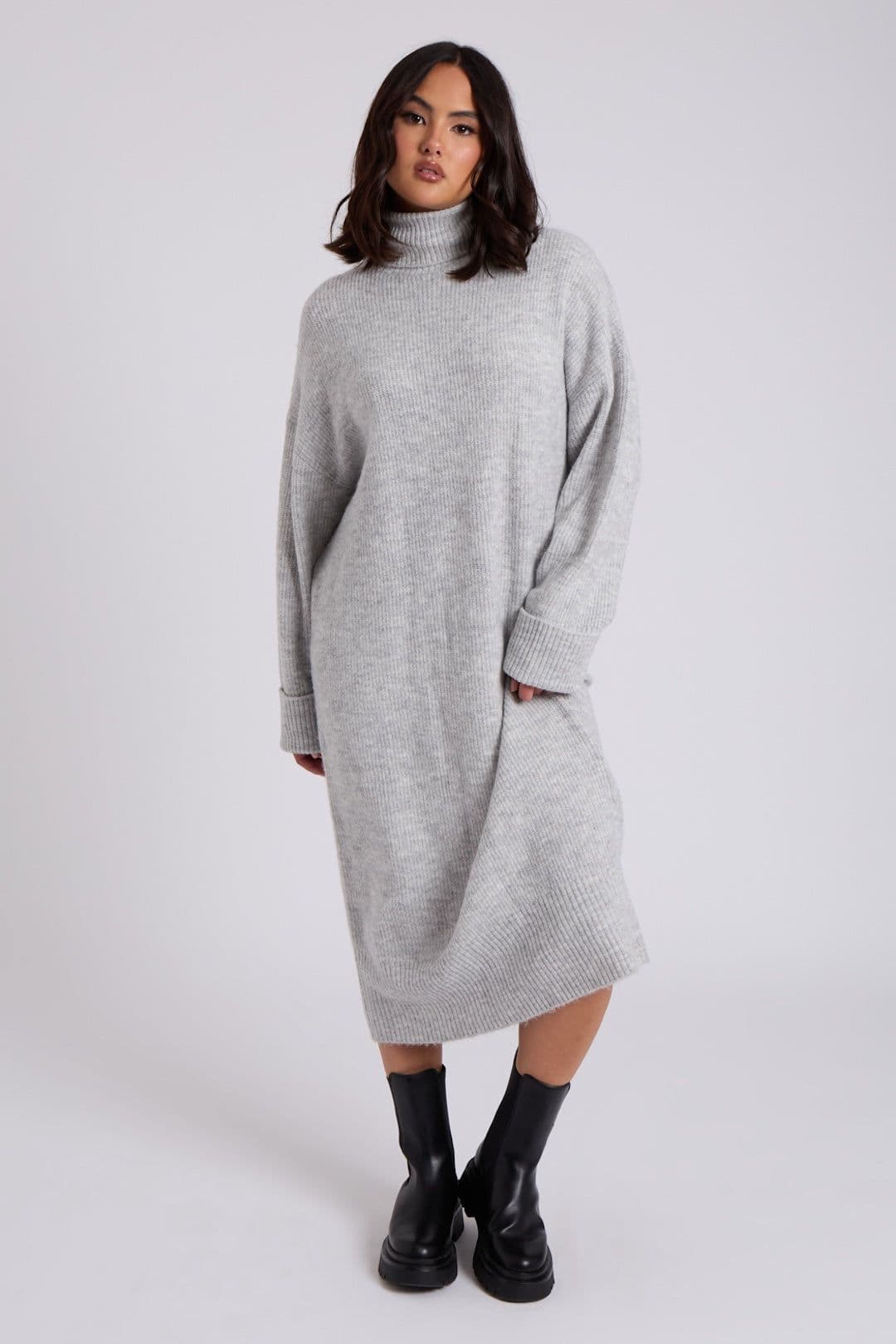 Urban Bliss Women's Roll Neck Midi Dress in Grey