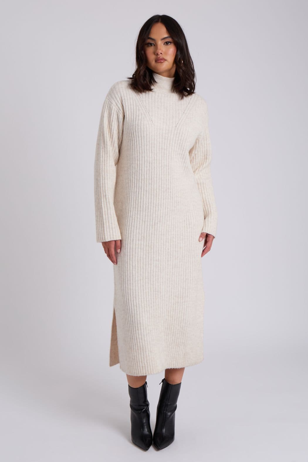 Urban Bliss Women's Ribbed Stand Dress in White