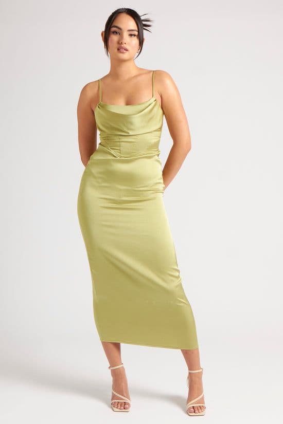 Urban Bliss Women's Corset Midi Dress in Khaki