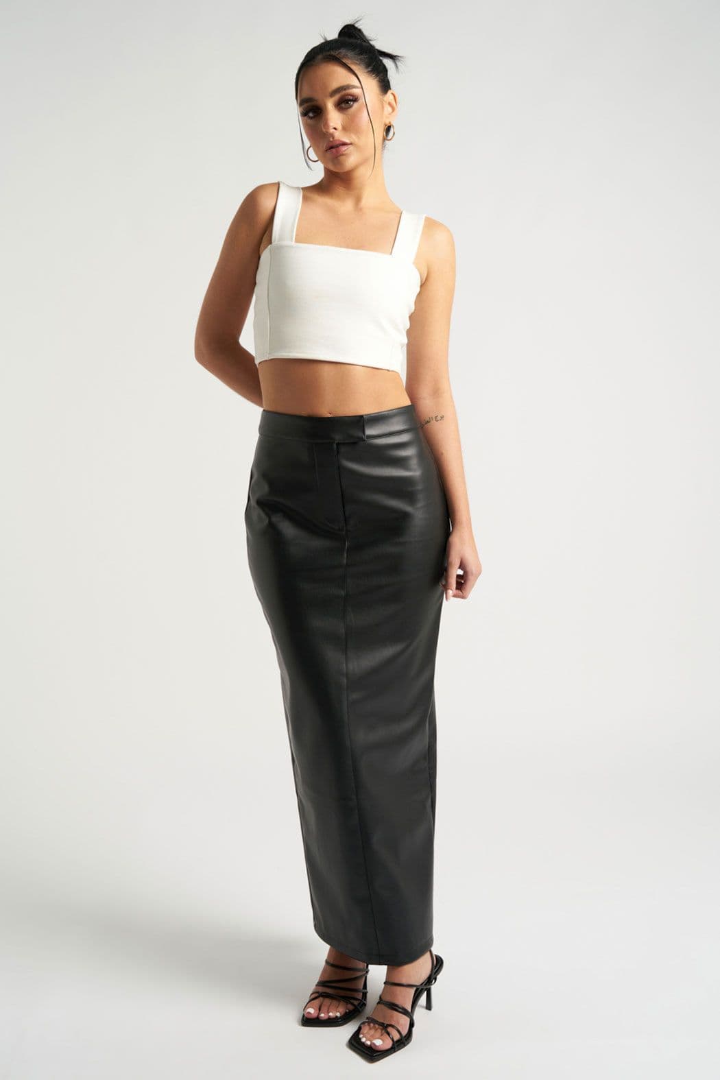 Urban Bliss Women's PU Column Maxi Skirt in Black
