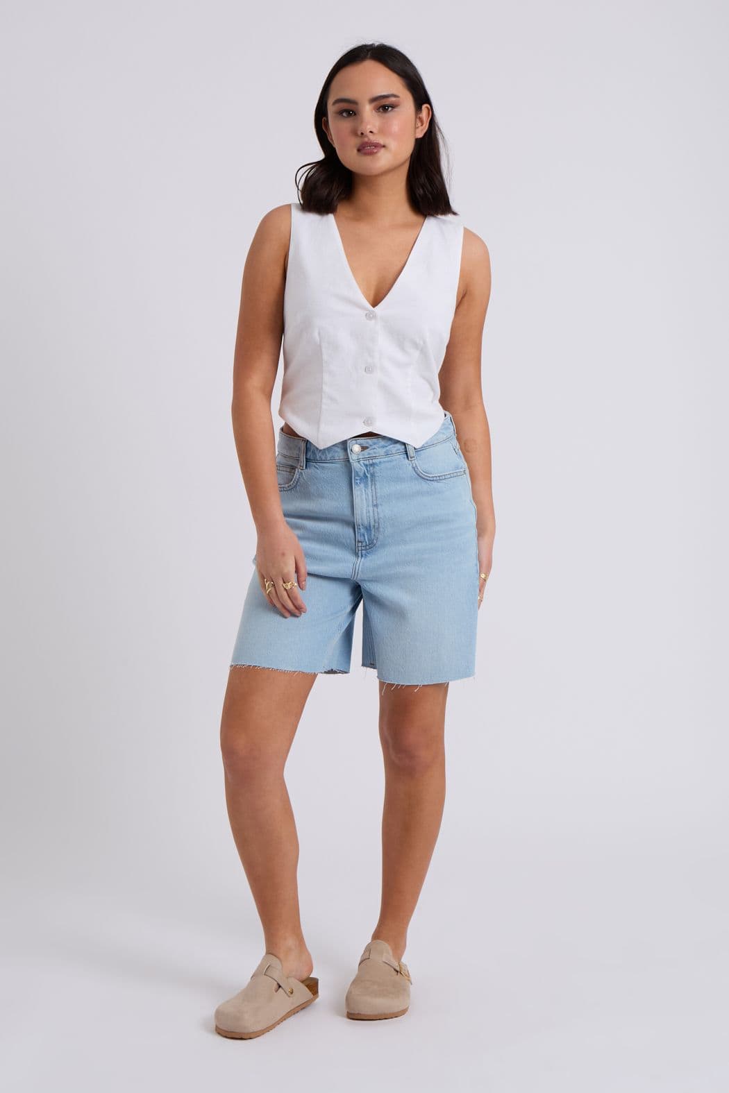 Urban Bliss Women's Linen Blend Waistcoat in White