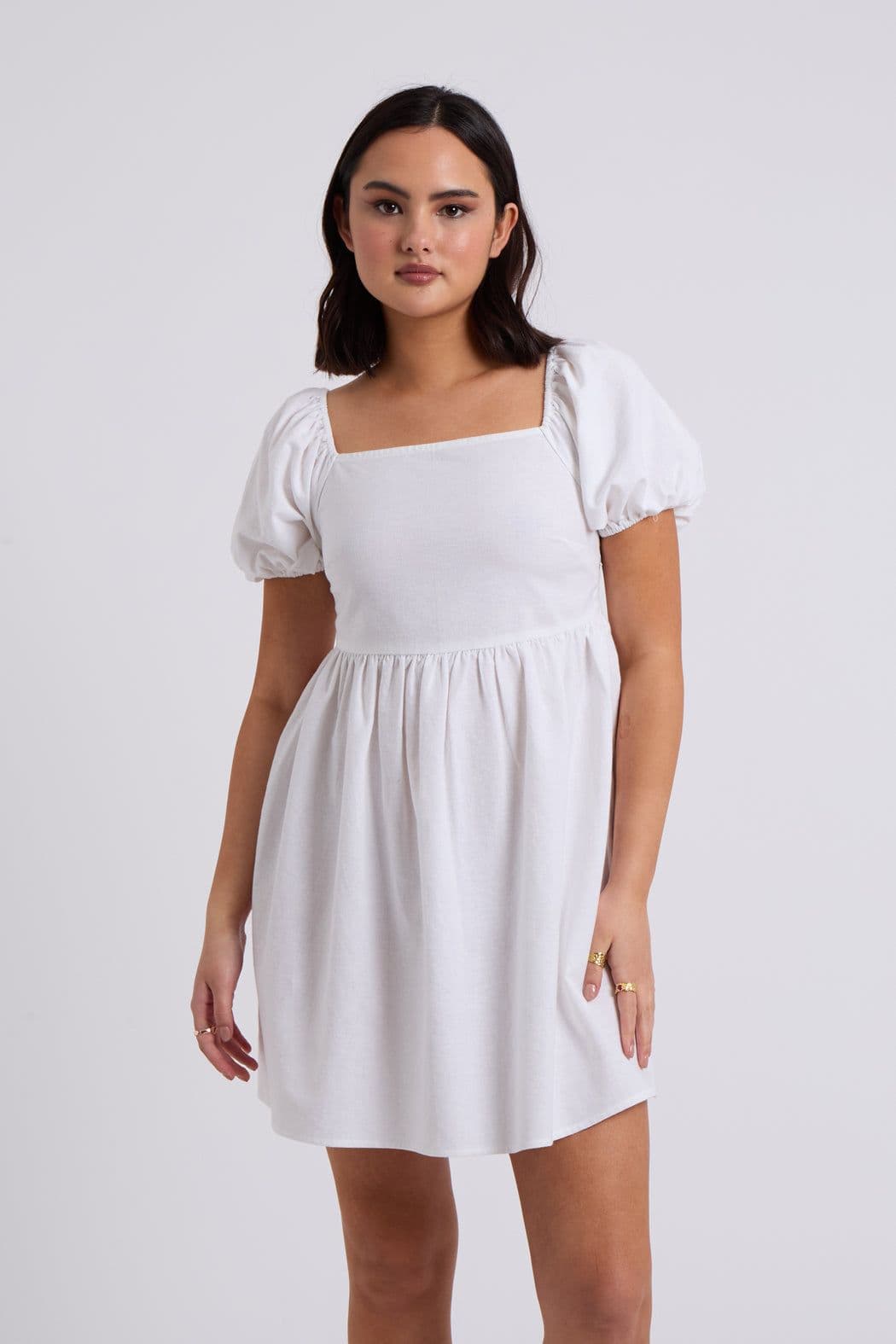 Urban Bliss Women's Linen Blend Smock Mini Dress in White