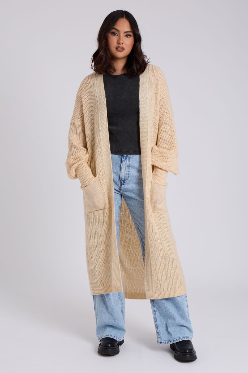 Urban Bliss Women's Chunky Cardigan in Stone