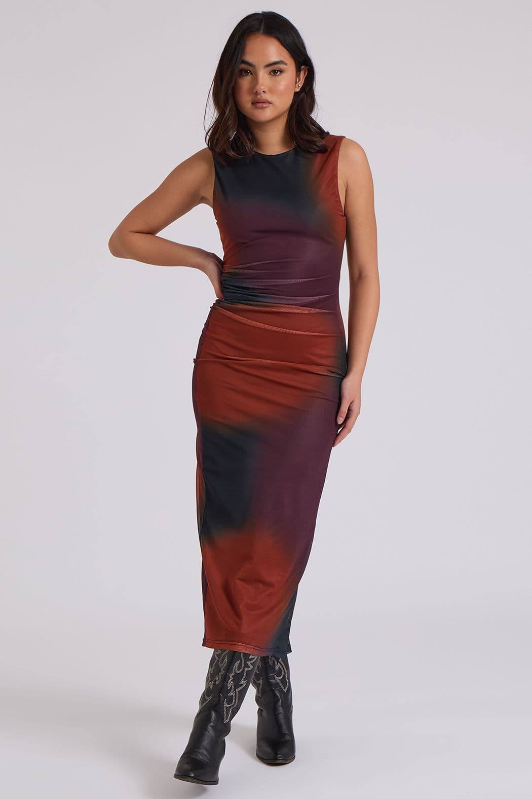 Urban Bliss Women's Mesh Tie Dye Midaxi Dress